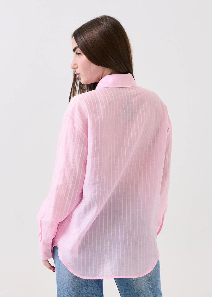 Camicia semi trasparente Armoire rosa gessata - Image 3