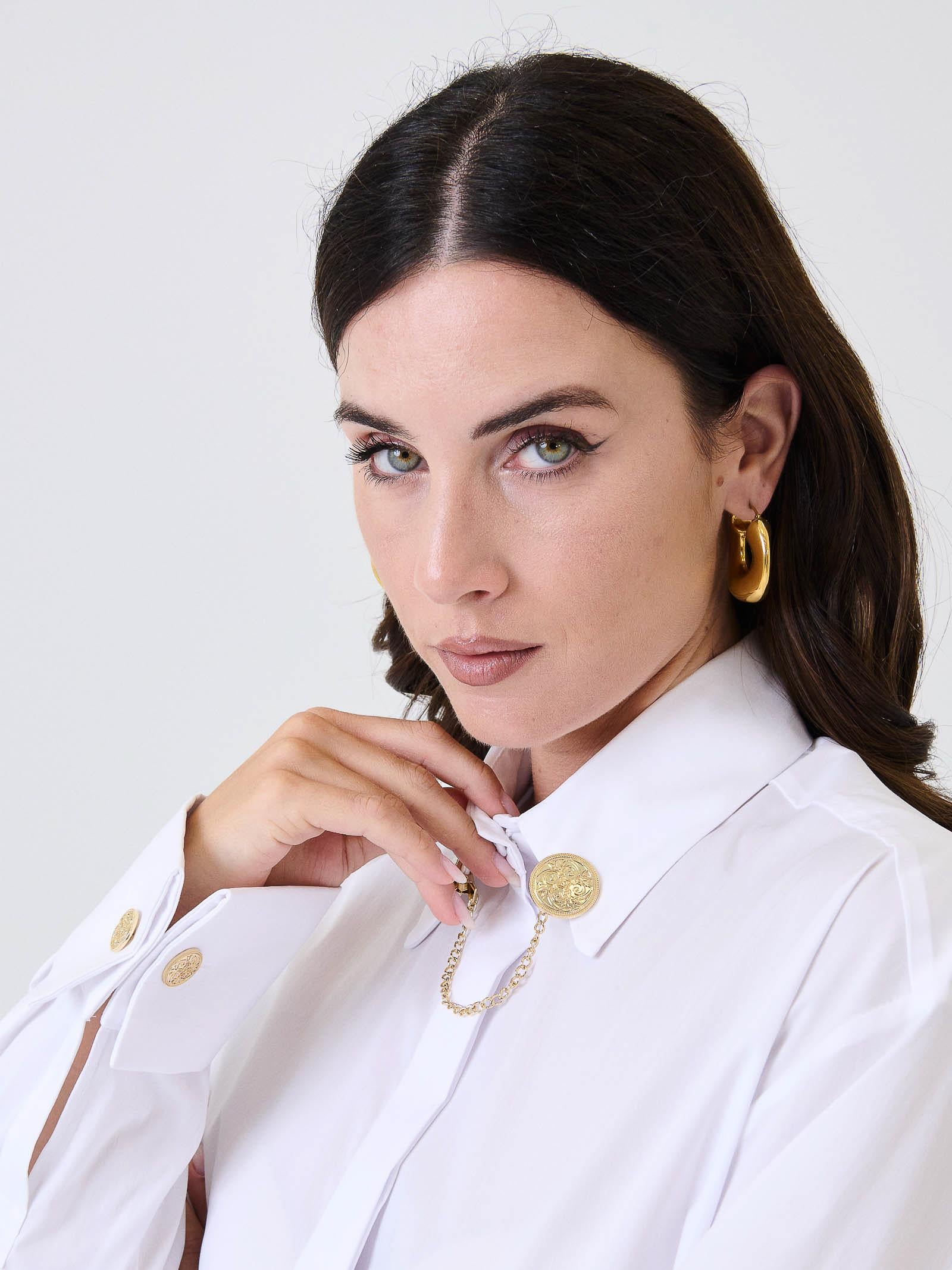 Camicia "sherlock" Silence Limited bianca con clip gioiello - Image 2
