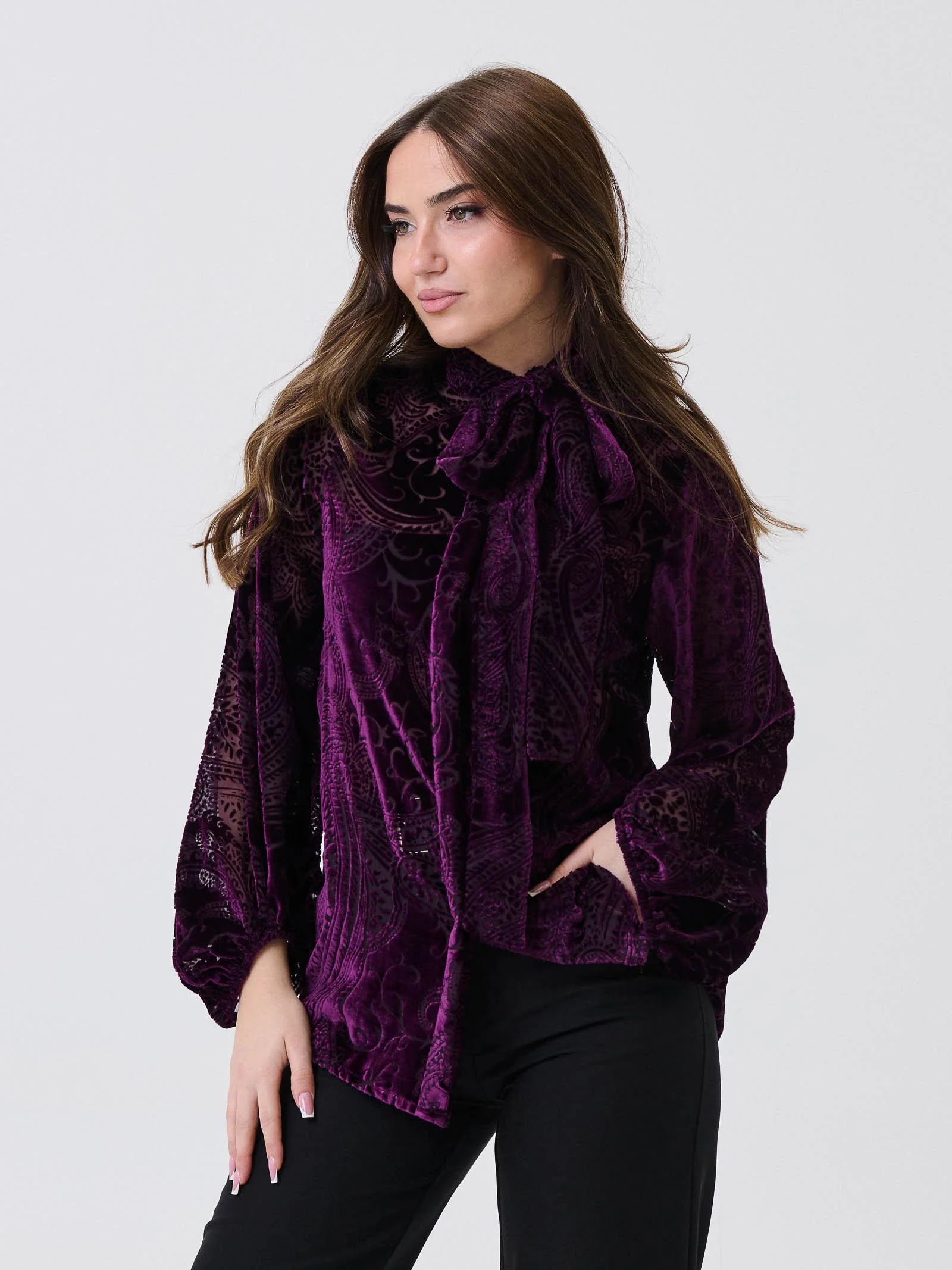 Camicia Souvenir viola in fantasia cashmere - Image 2