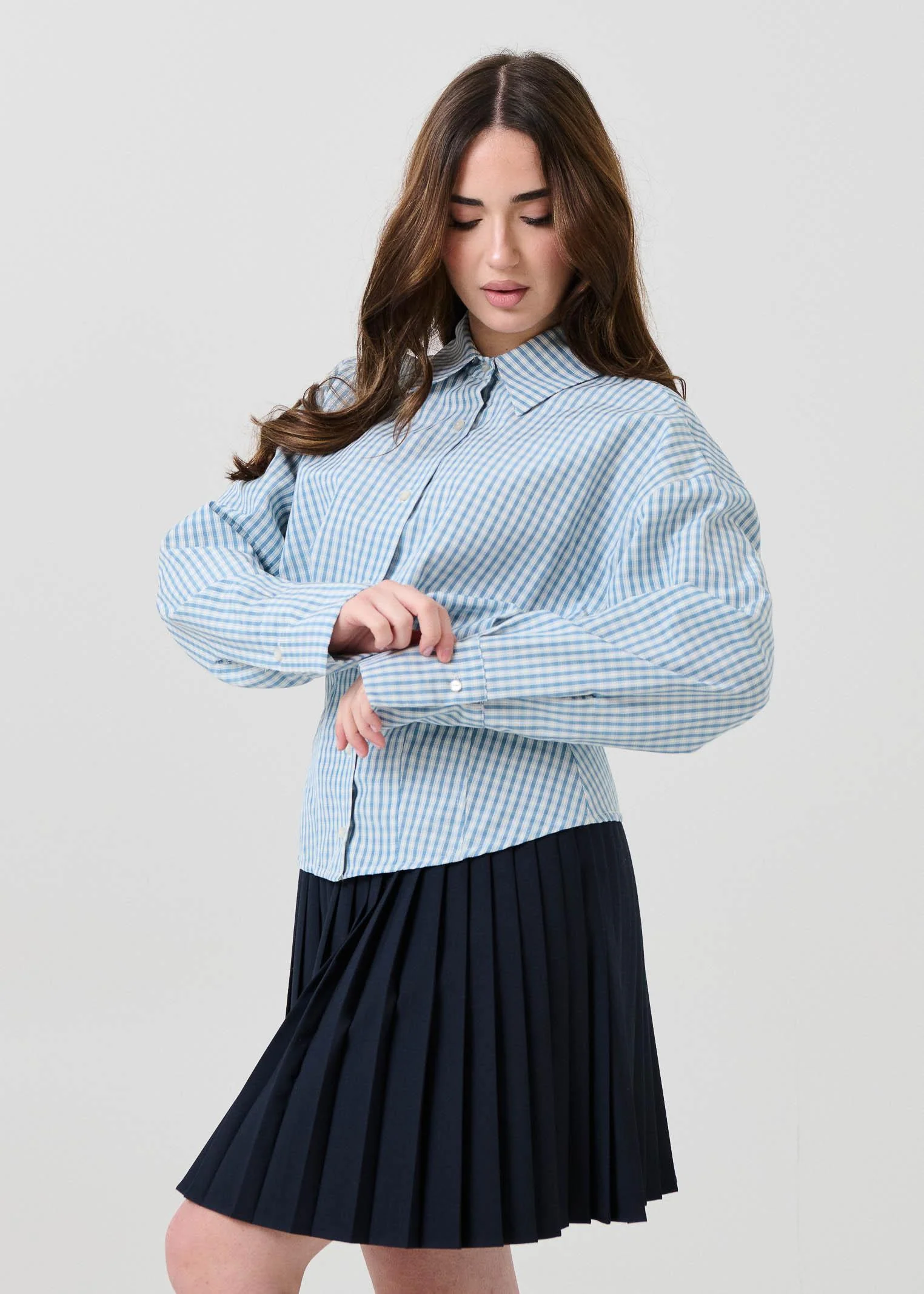 Camicia Vicolo a quadretti azzurra e bianca - Image 2