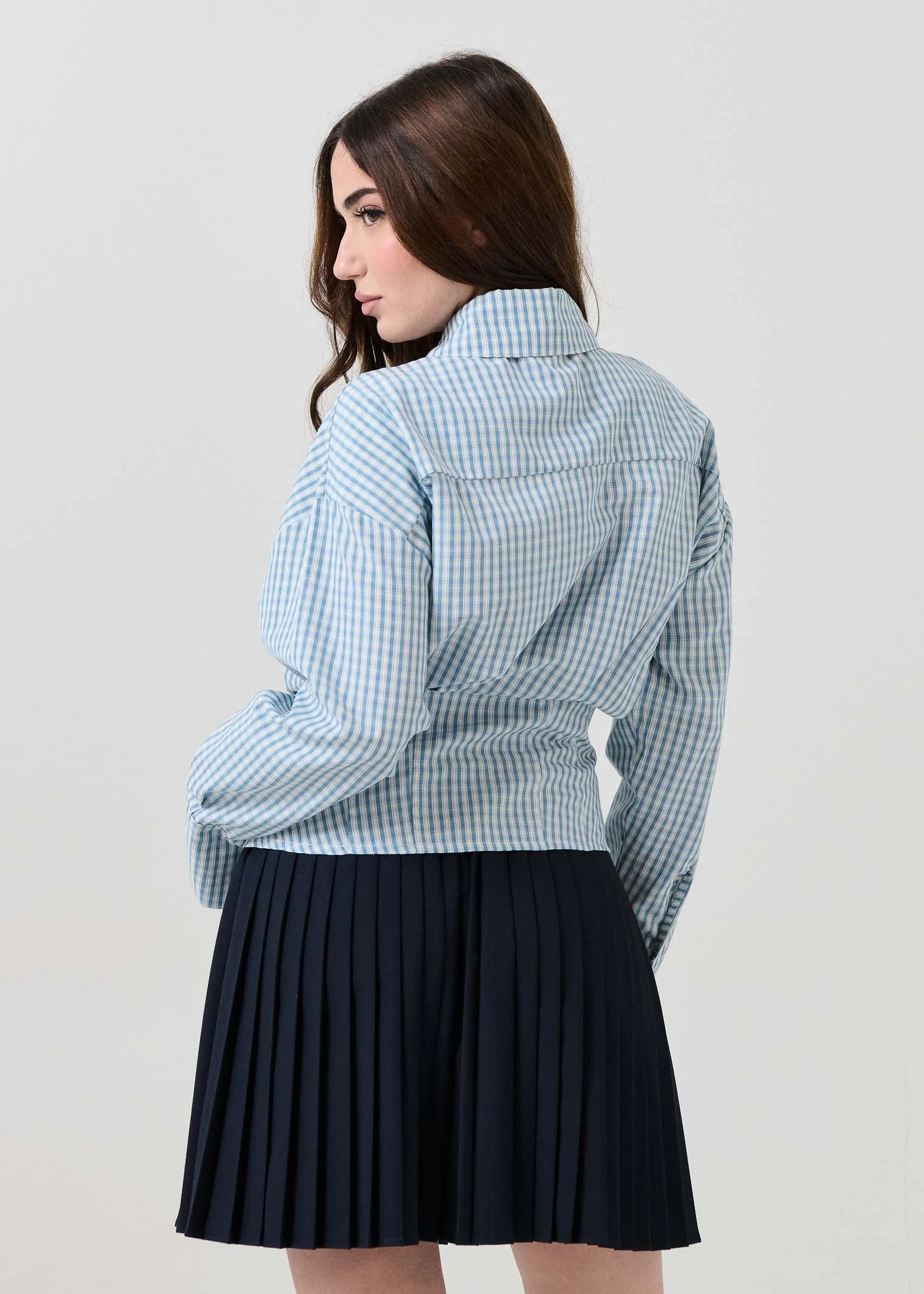 Camicia Vicolo a quadretti azzurra e bianca - Image 3