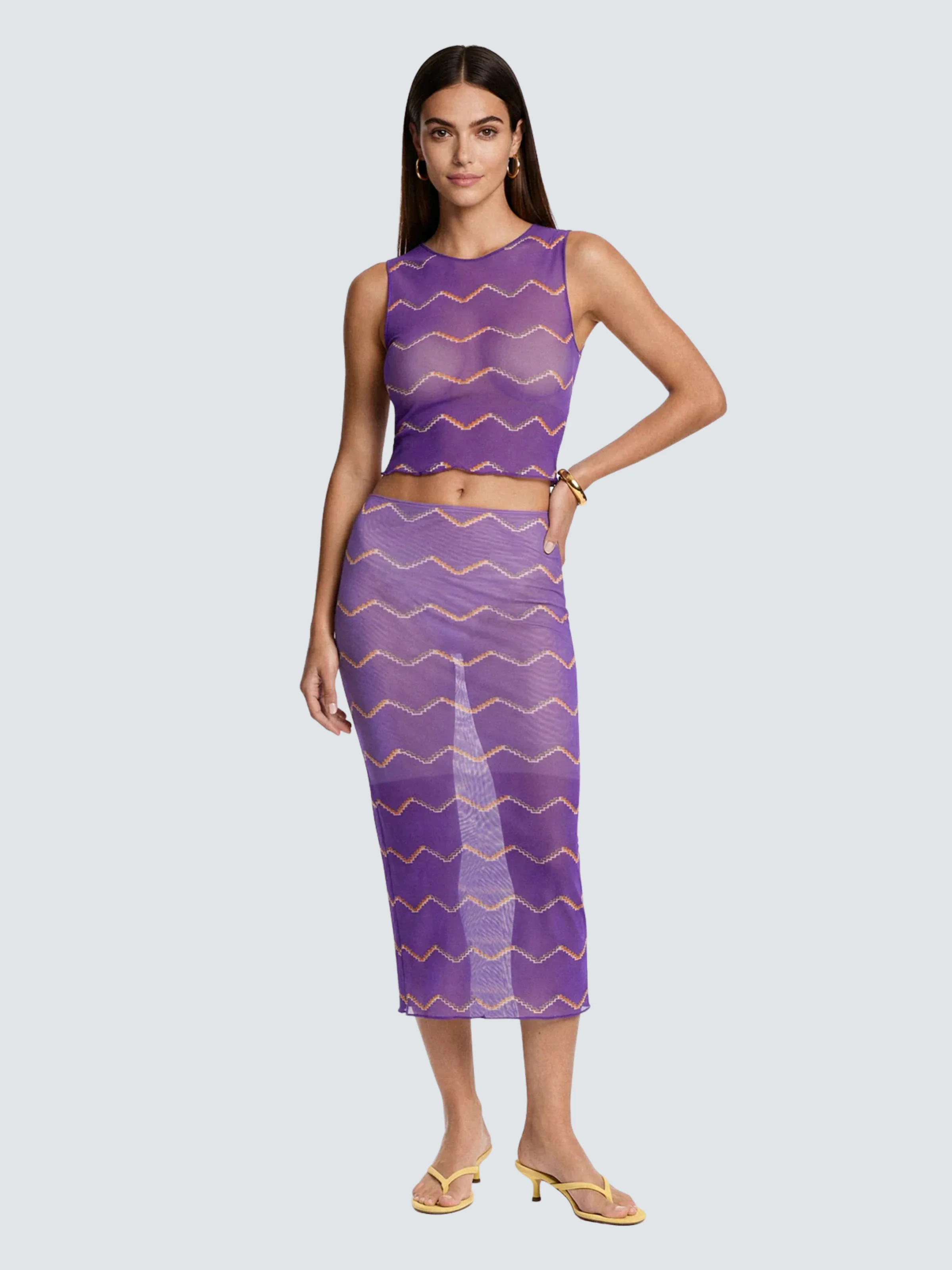 Canotta in tulle trasparente Me Fui viola