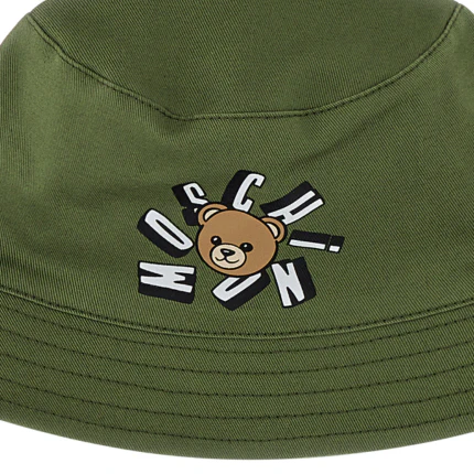 Cappello bucket Moschino verde militare con logo e teddy - Image 2