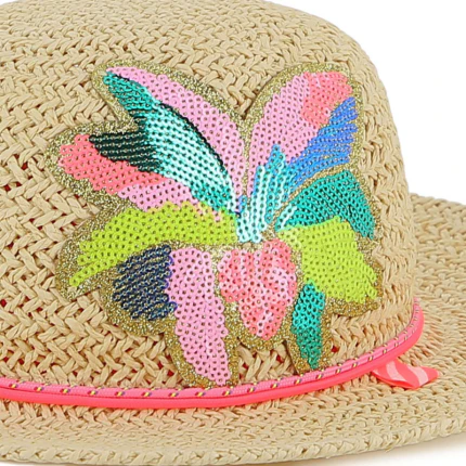 Cappello di paglia Billie Blush beige con applicazione in paillettes - Image 3
