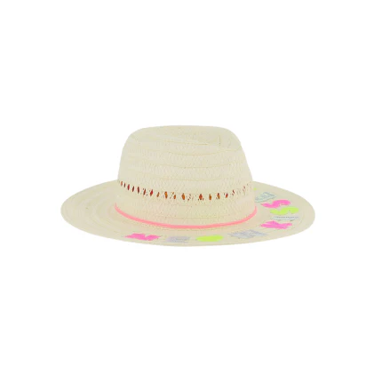 Cappello in paglia Billie Blush con dettagli arcobaleno