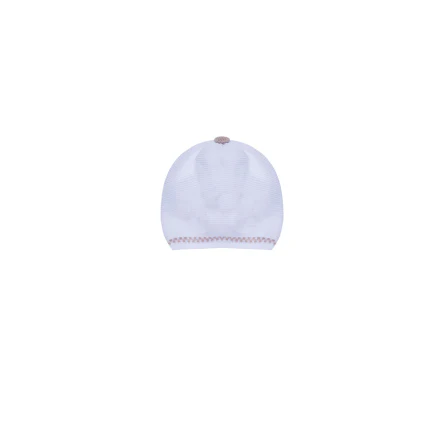 Cappello Marlù bianco con ricami zig zag a contrasto