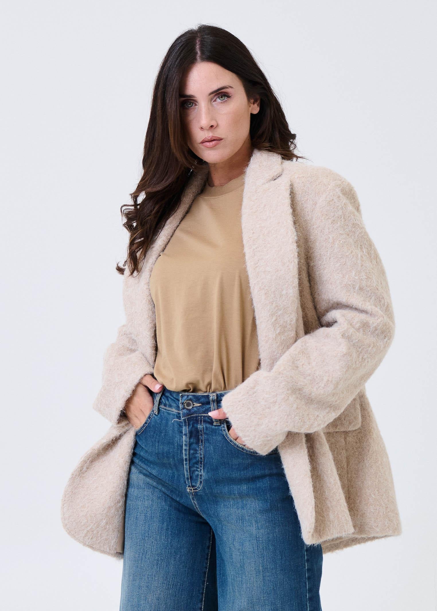 Cappotto Haveone beige in tessuto spazzolato - Image 2