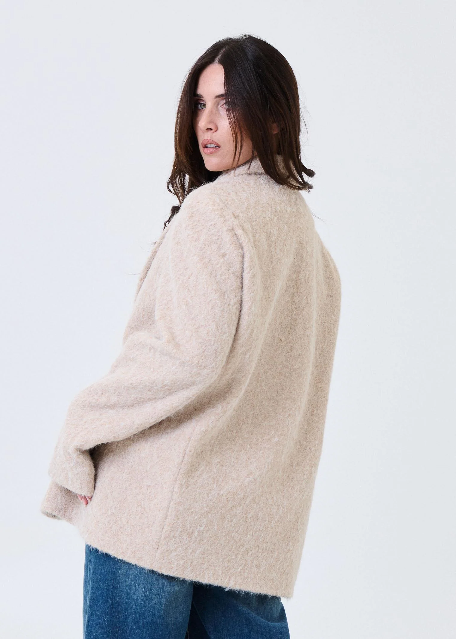 Cappotto Haveone beige in tessuto spazzolato - Image 3