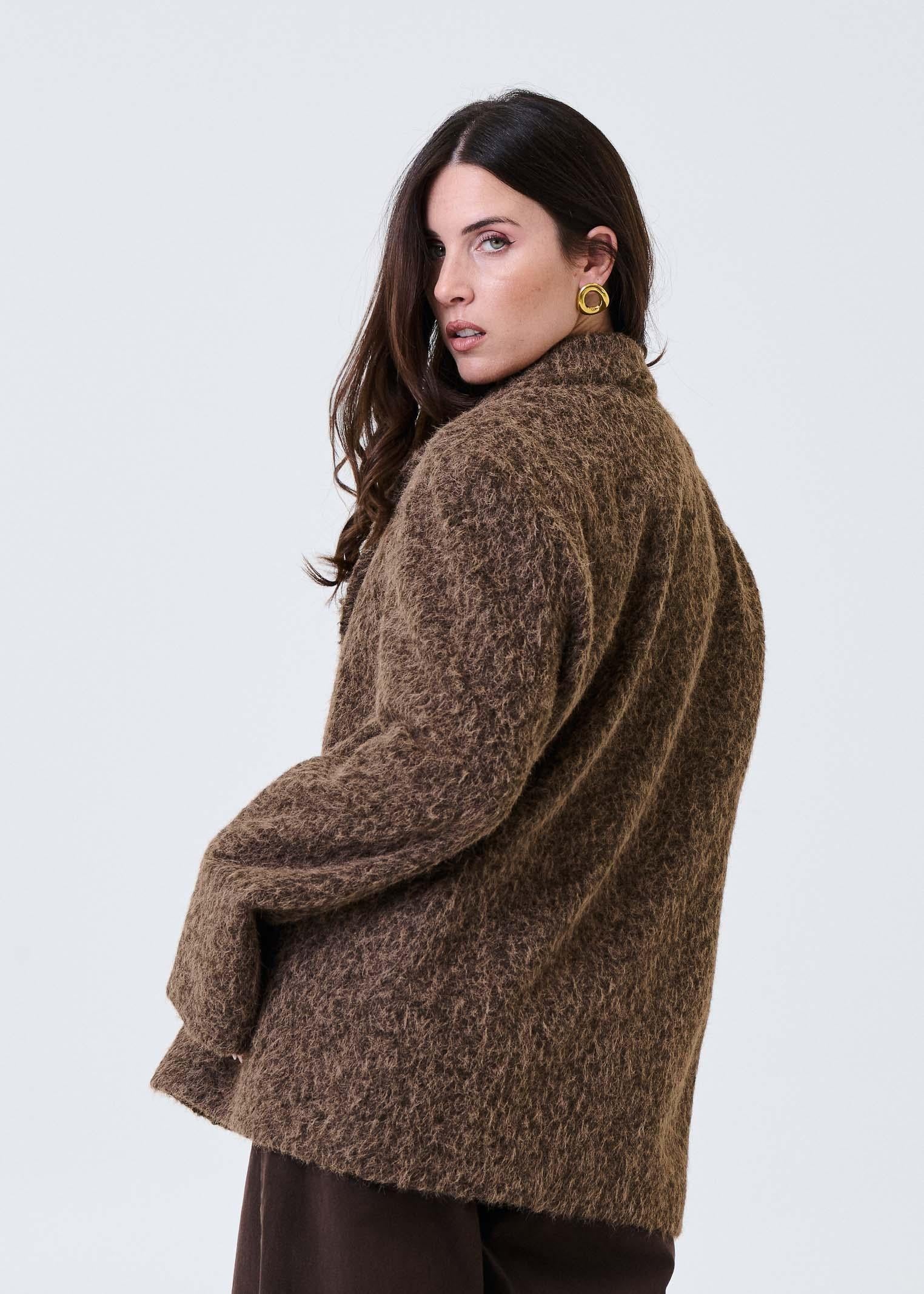Cappotto Haveone moro in tessuto spazzolato - Image 3