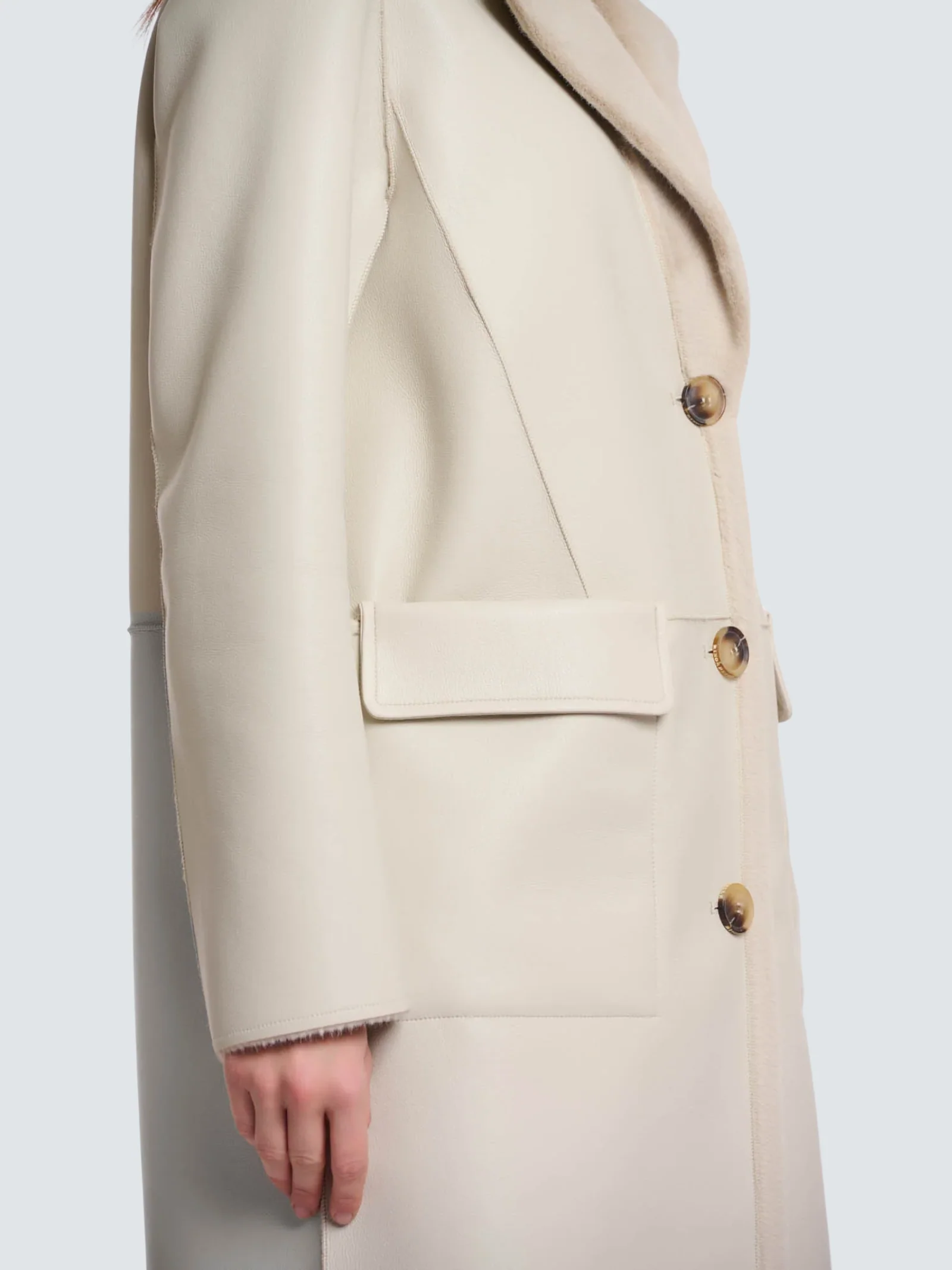 Cappotto lungo "Tatiana" Rino & Pelle beige reversibile - Image 2