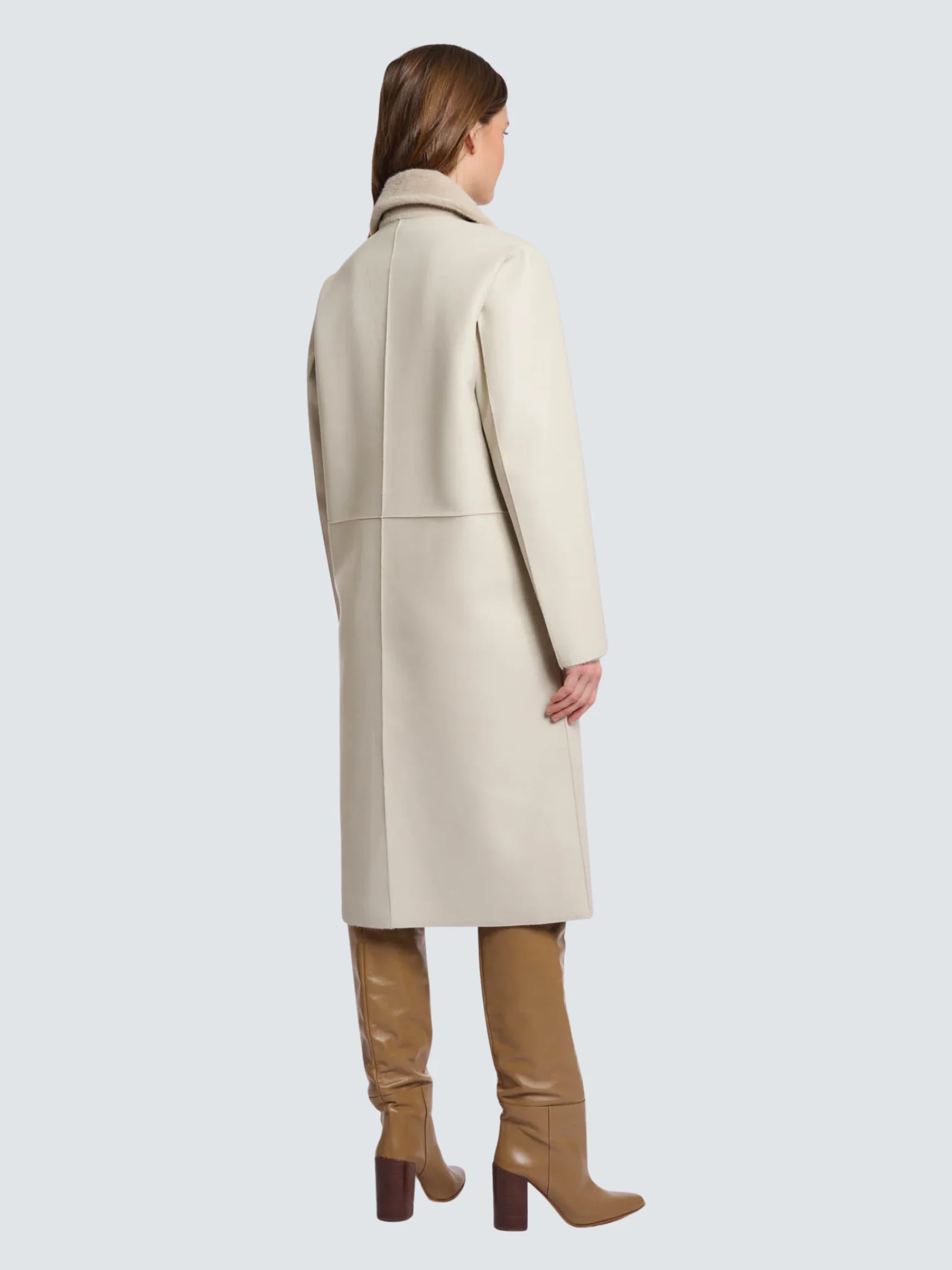 Cappotto lungo "Tatiana" Rino & Pelle beige reversibile - Image 4