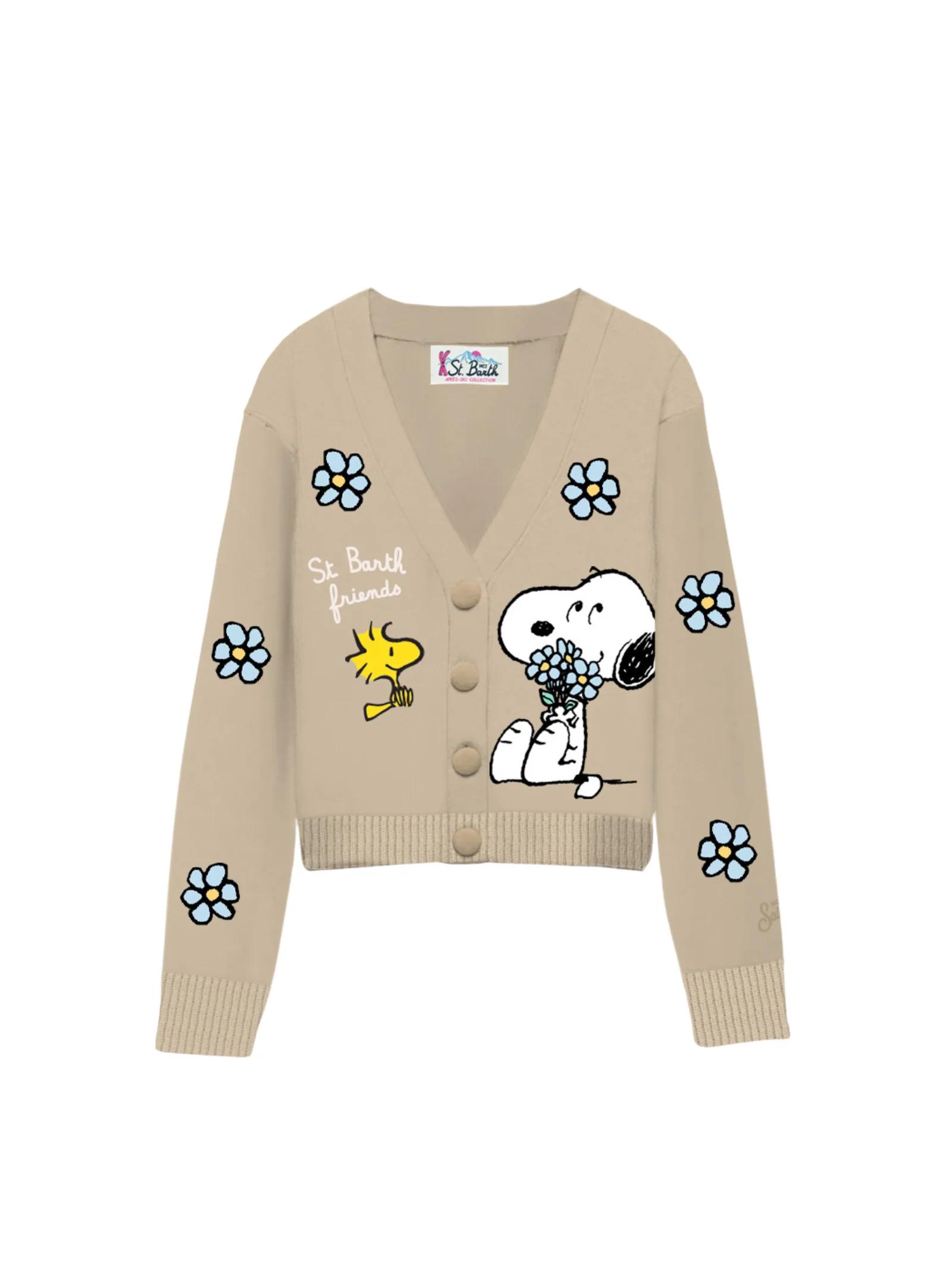 Cardigan " 11 emb" Saint Barth beige con snoopy