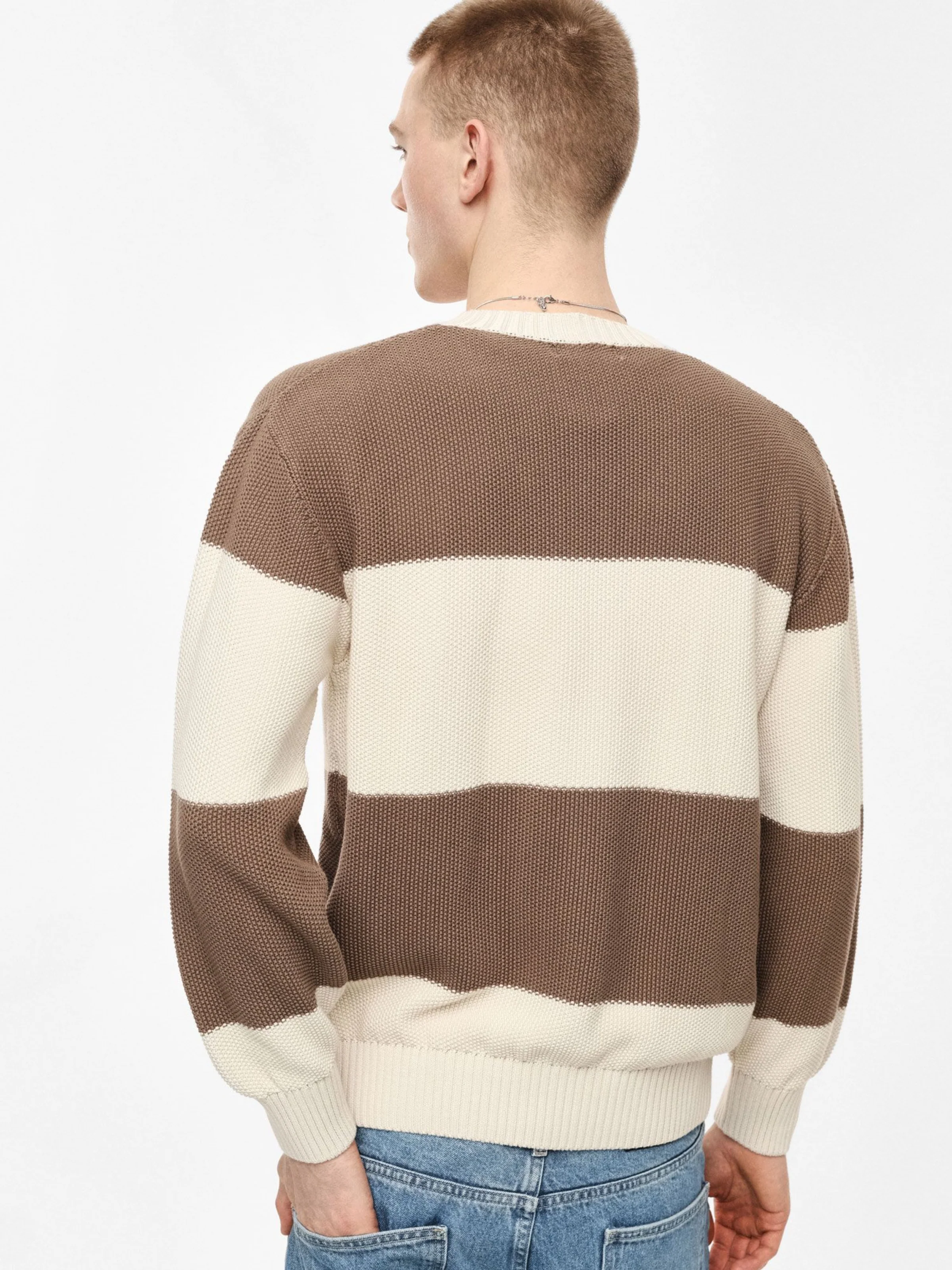 Cardigan a righe Imperial beige e marrone - Image 4