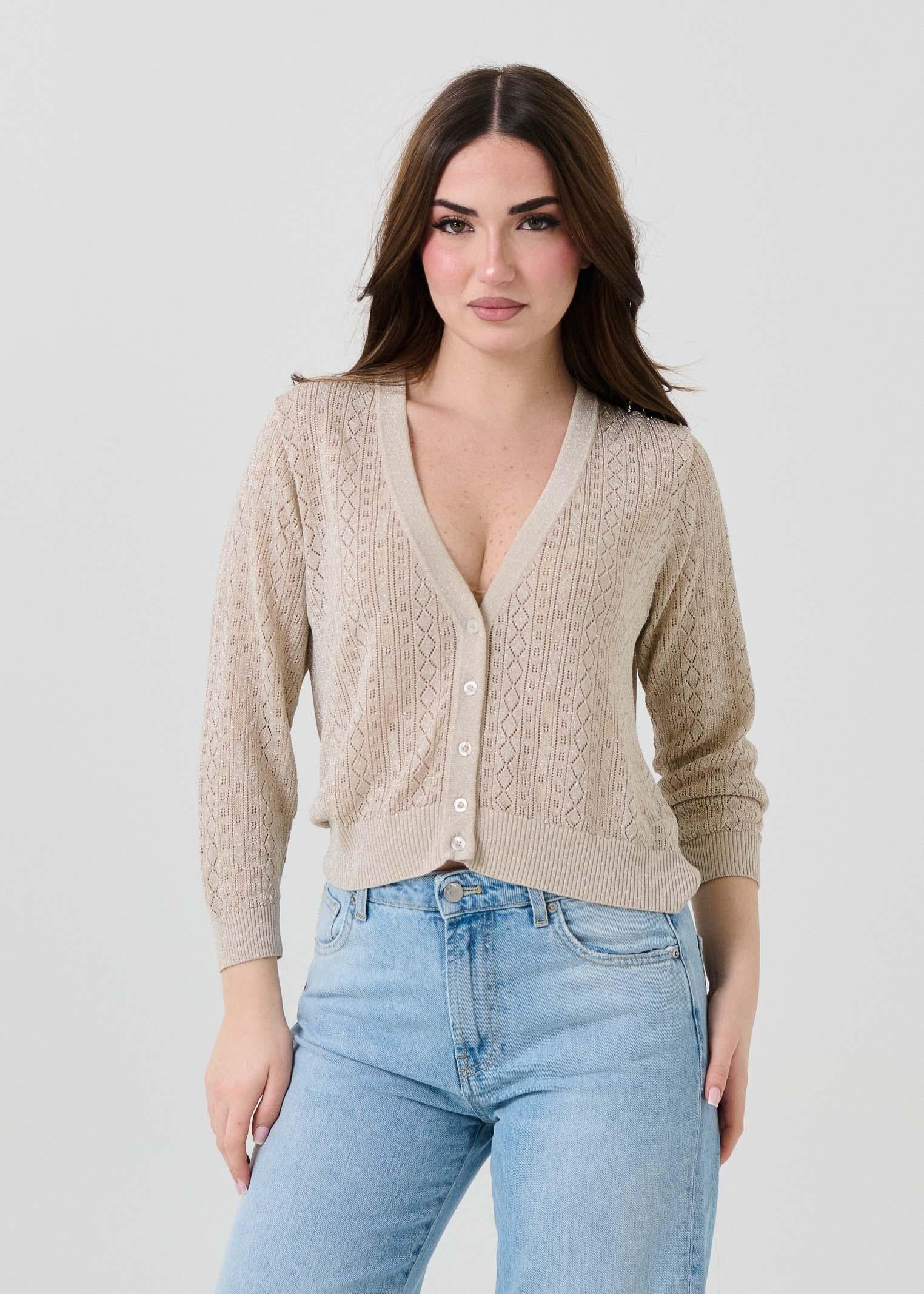 Cardigan Armoire beige in filo lurex