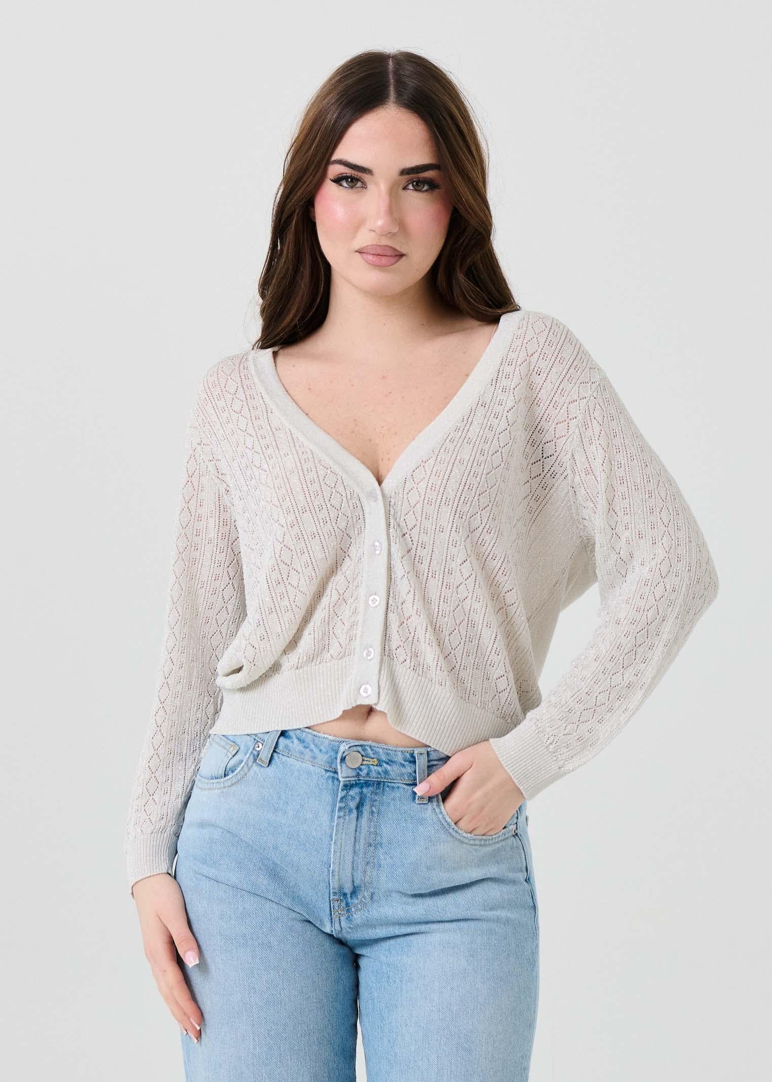 Cardigan Armoire burro in filo lurex