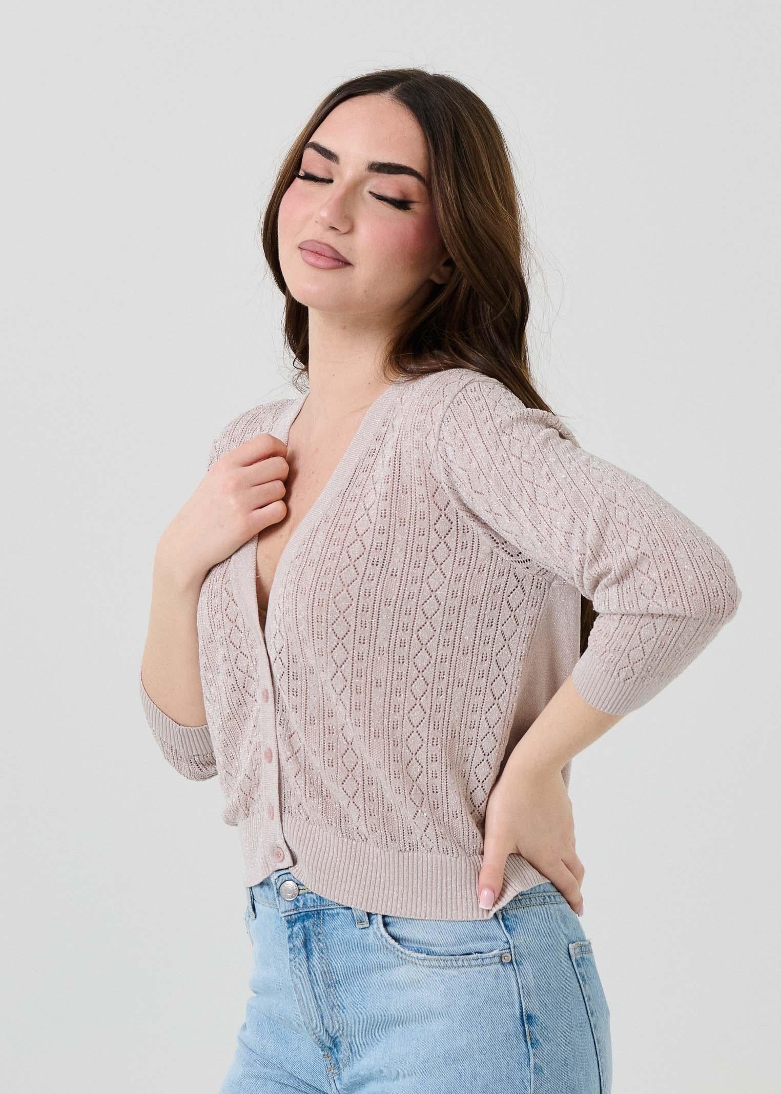 Cardigan Armoire rosa in filo lurex - Image 2