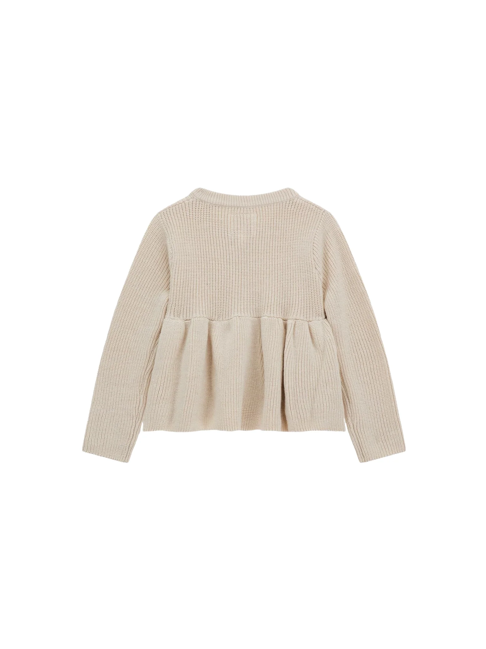 Cardigan Guess beige con lavorazione a coste e fondo plissettato - Image 2