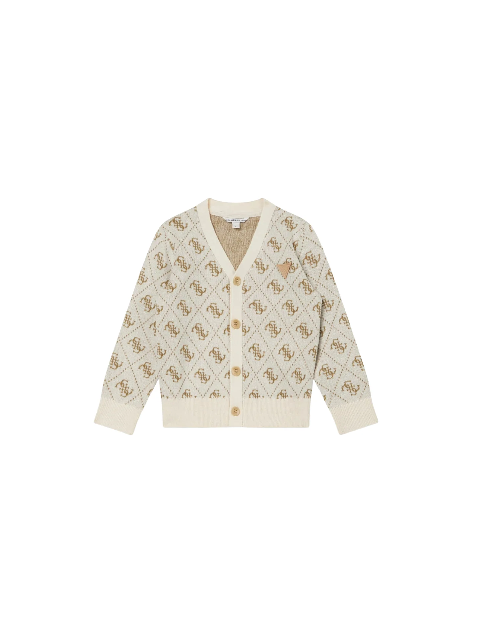 Cardigan Guess beige con logo 4G all over
