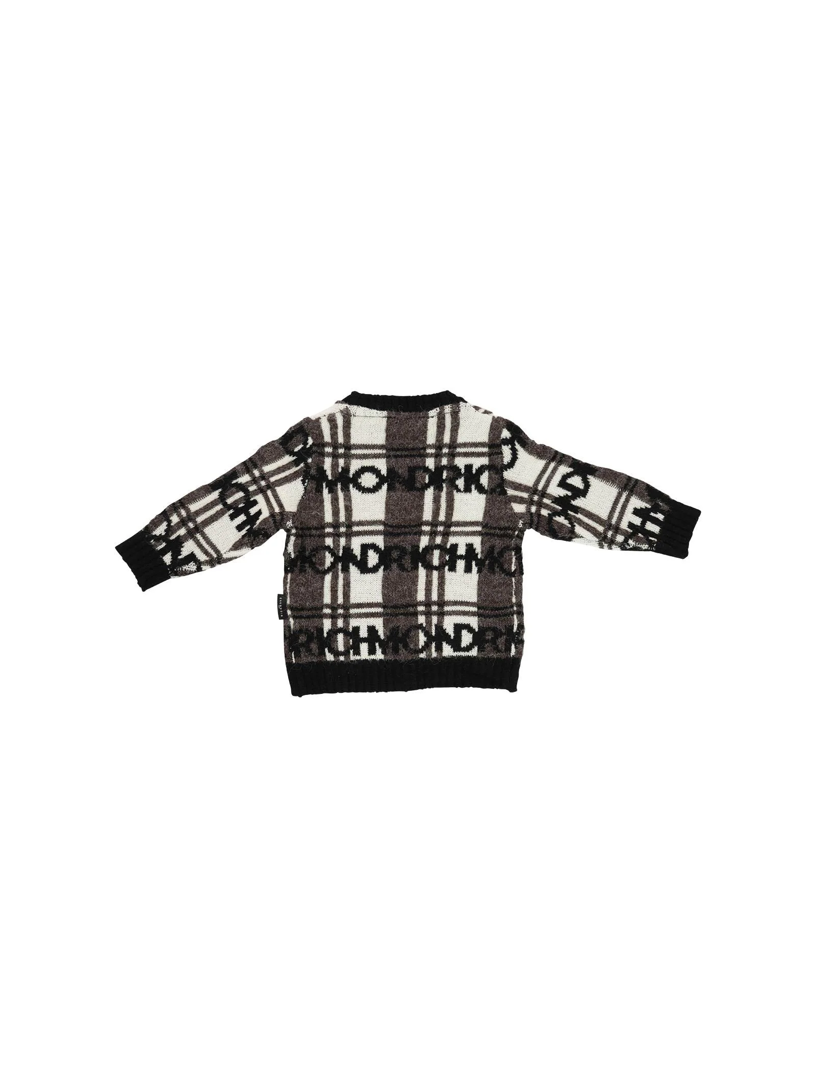 Cardigan John Richmond nero a quadri con logo lettering - Image 2