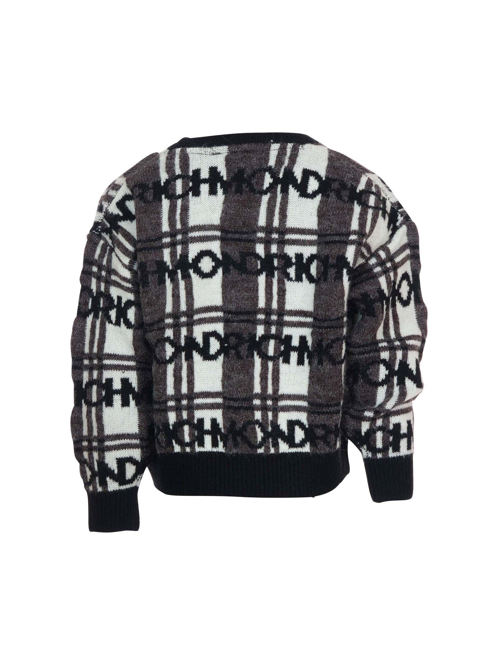 Cardigan John Richmond nero con dettagli a quadri e logo ripetuto - Image 3