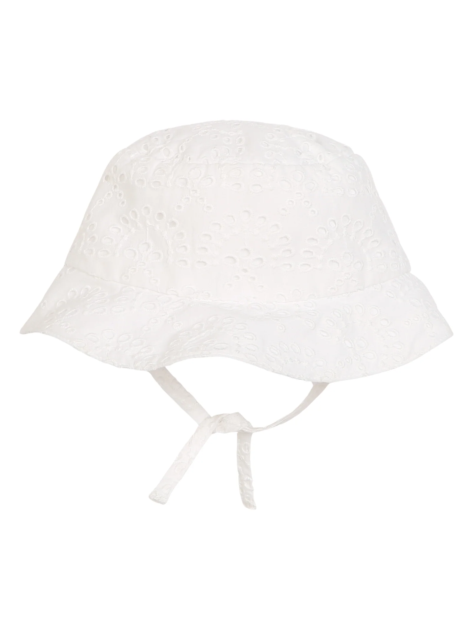Cappello in pizzo Sangallo bianco con lacci - Image 2