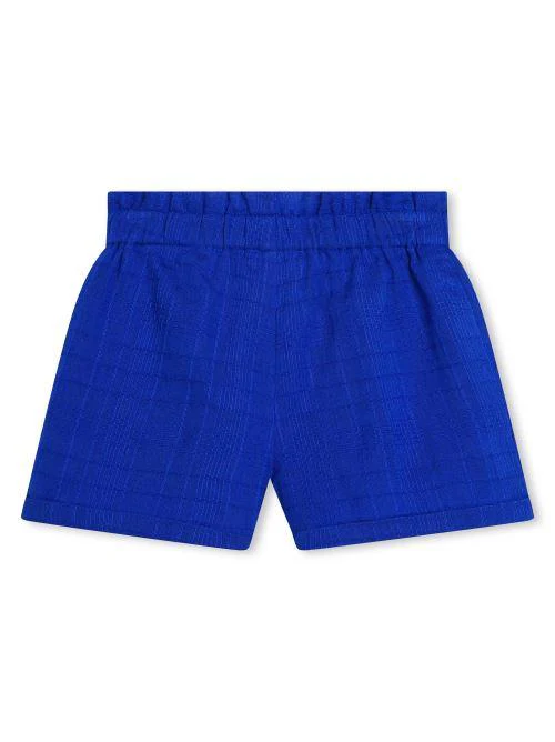 Shorts blu royal con elastico e lacci a treccia - Image 2
