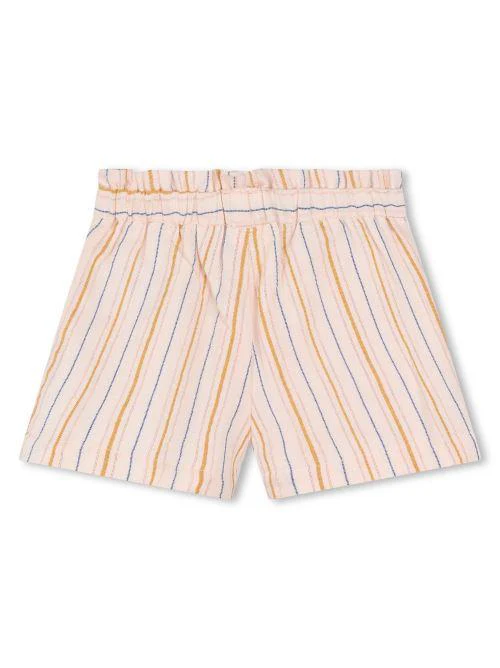 Shorts pesca con fantasia a righe e fiori ricamati - Image 2