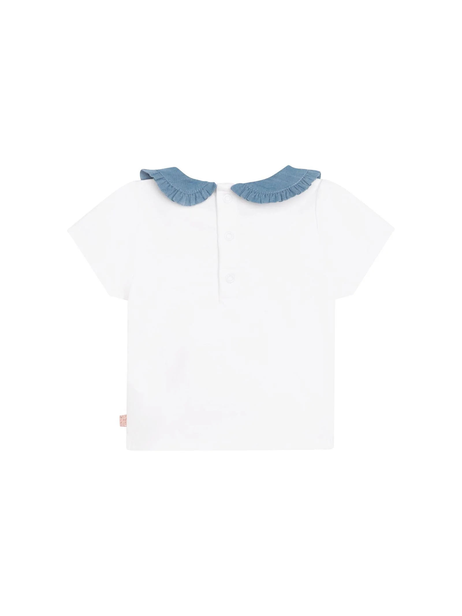T-shirt bianca con colletto denim - Image 2
