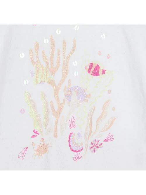 T-shirt bianca con stampa pesci e corallo - Image 3