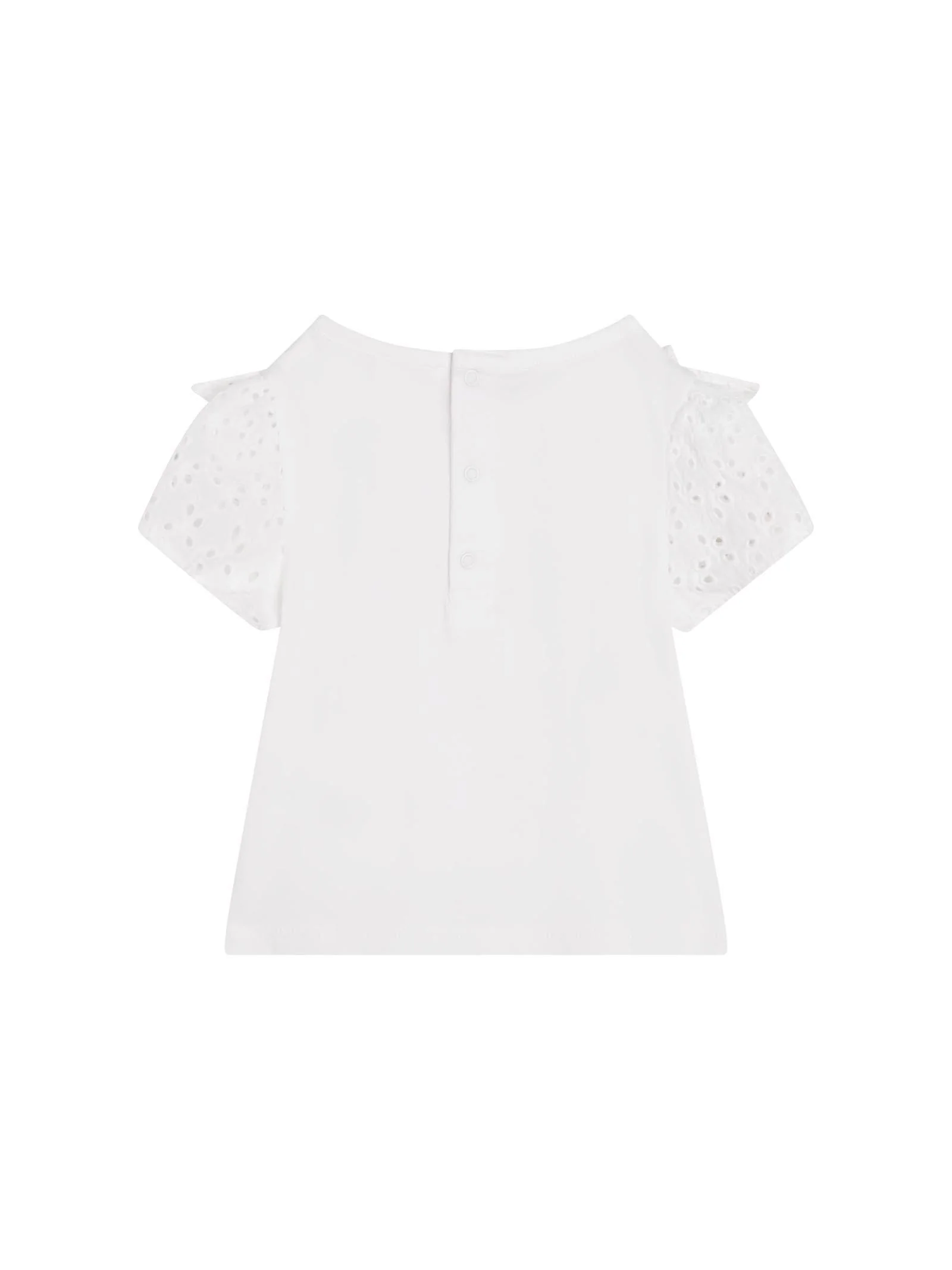 T-shirt bianca con volant san gallo - Image 2