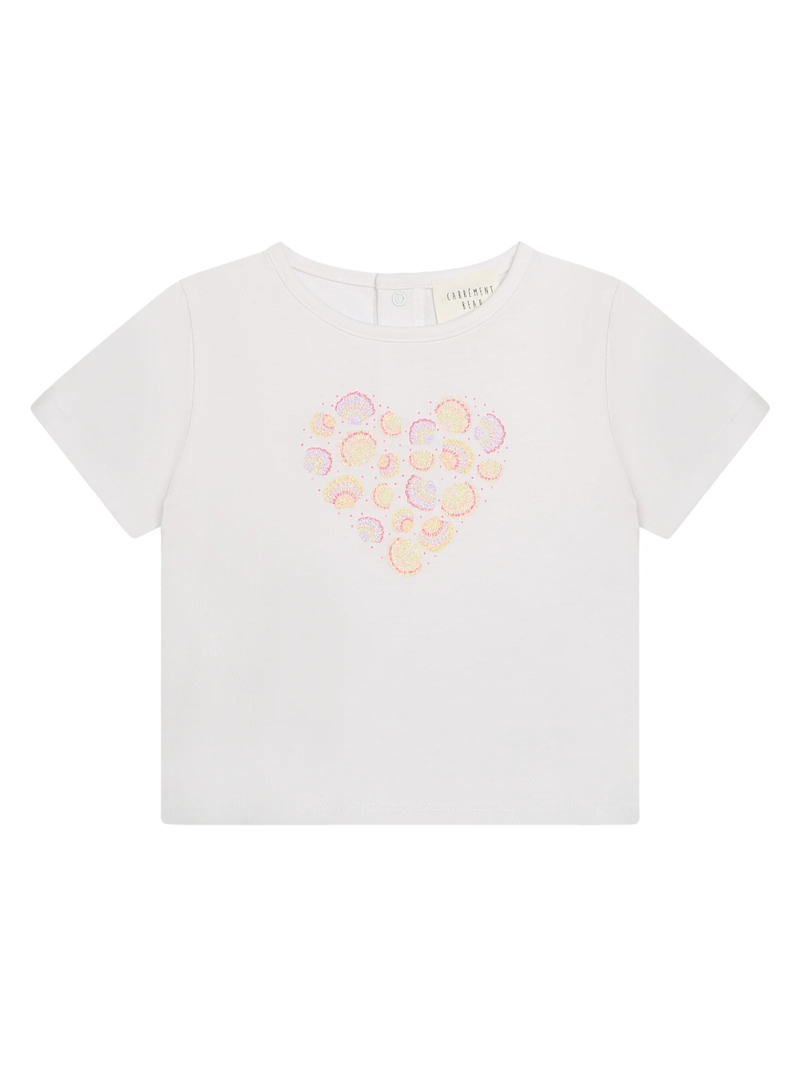 T-shirt bianca in cotone con stampa a cuore