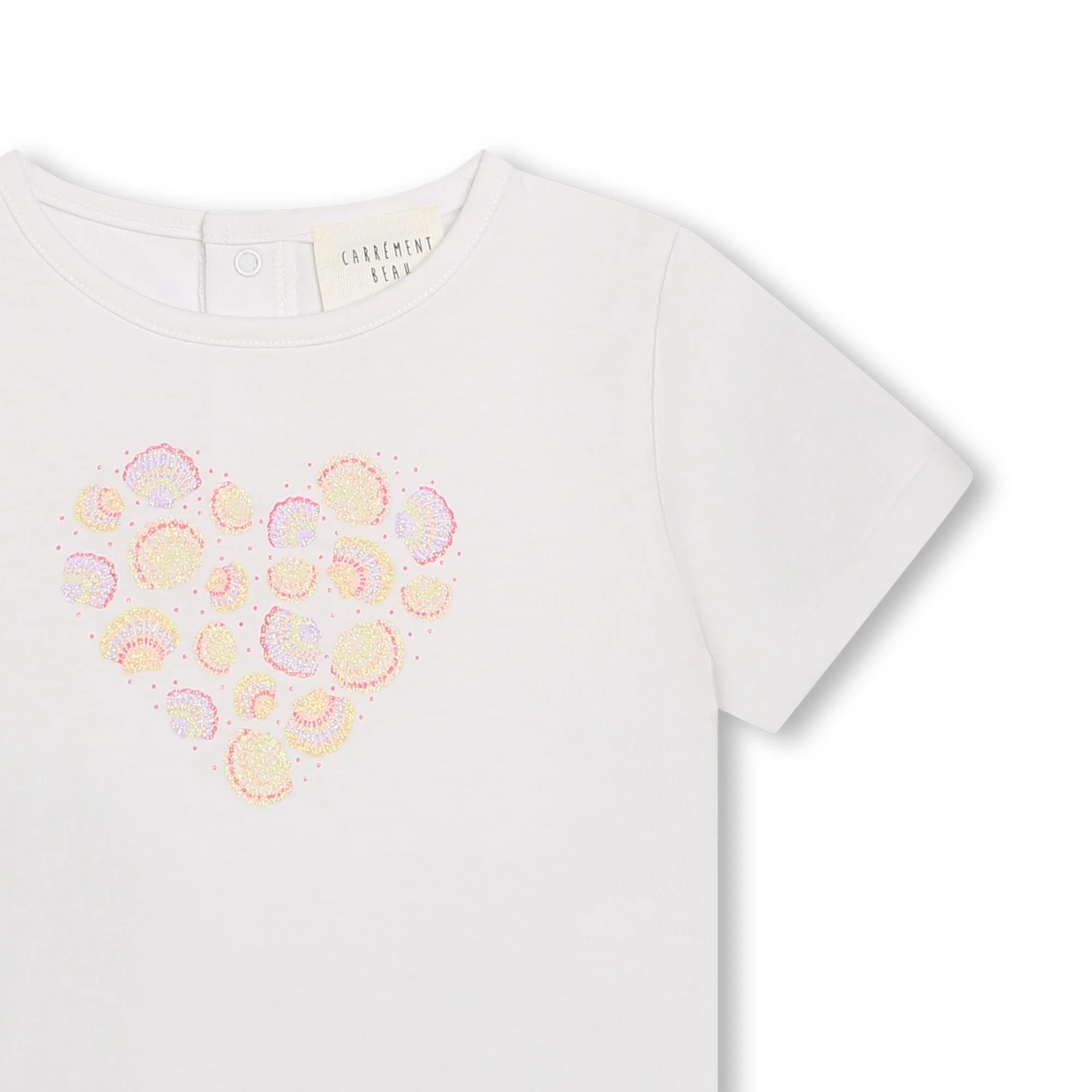 T-shirt bianca in cotone con stampa a cuore - Image 3