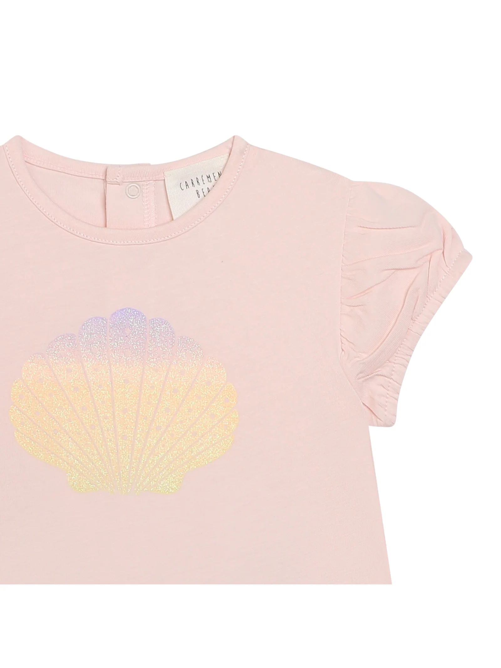 T-shirt rosa stampa conchiglia glitterata - Image 3