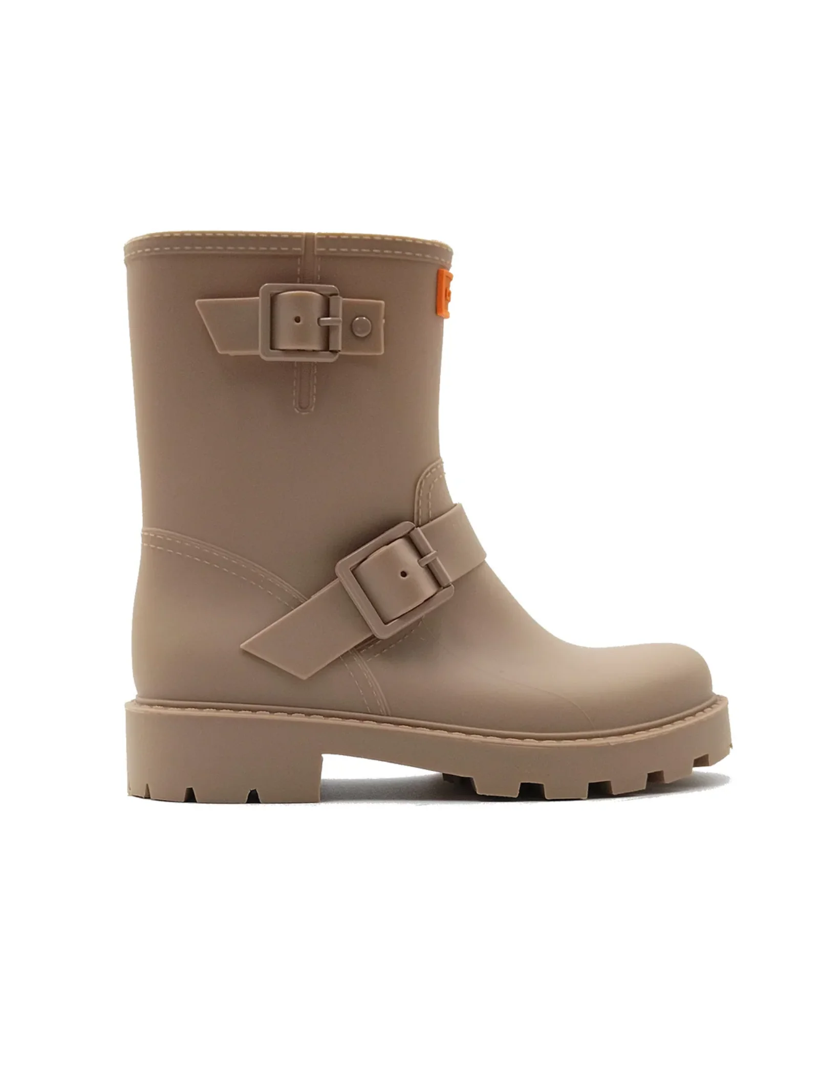 Stivali Chloride beige mezza gamba in gomma impermeabili con doppia fibbia