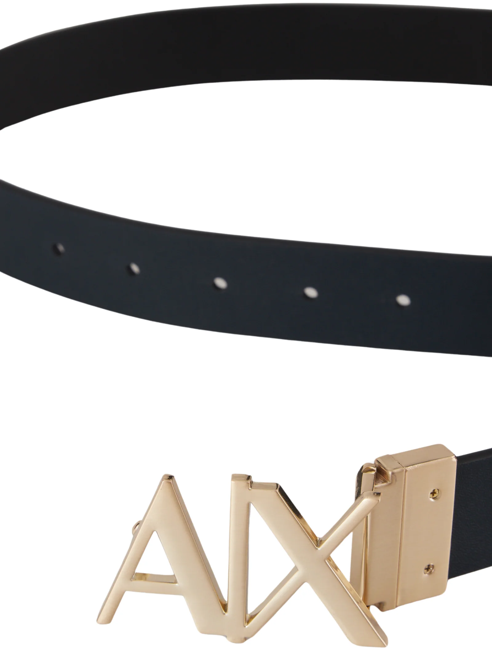 Cintura Armani Exchange nera con fibbia logo AX dorata - Image 3