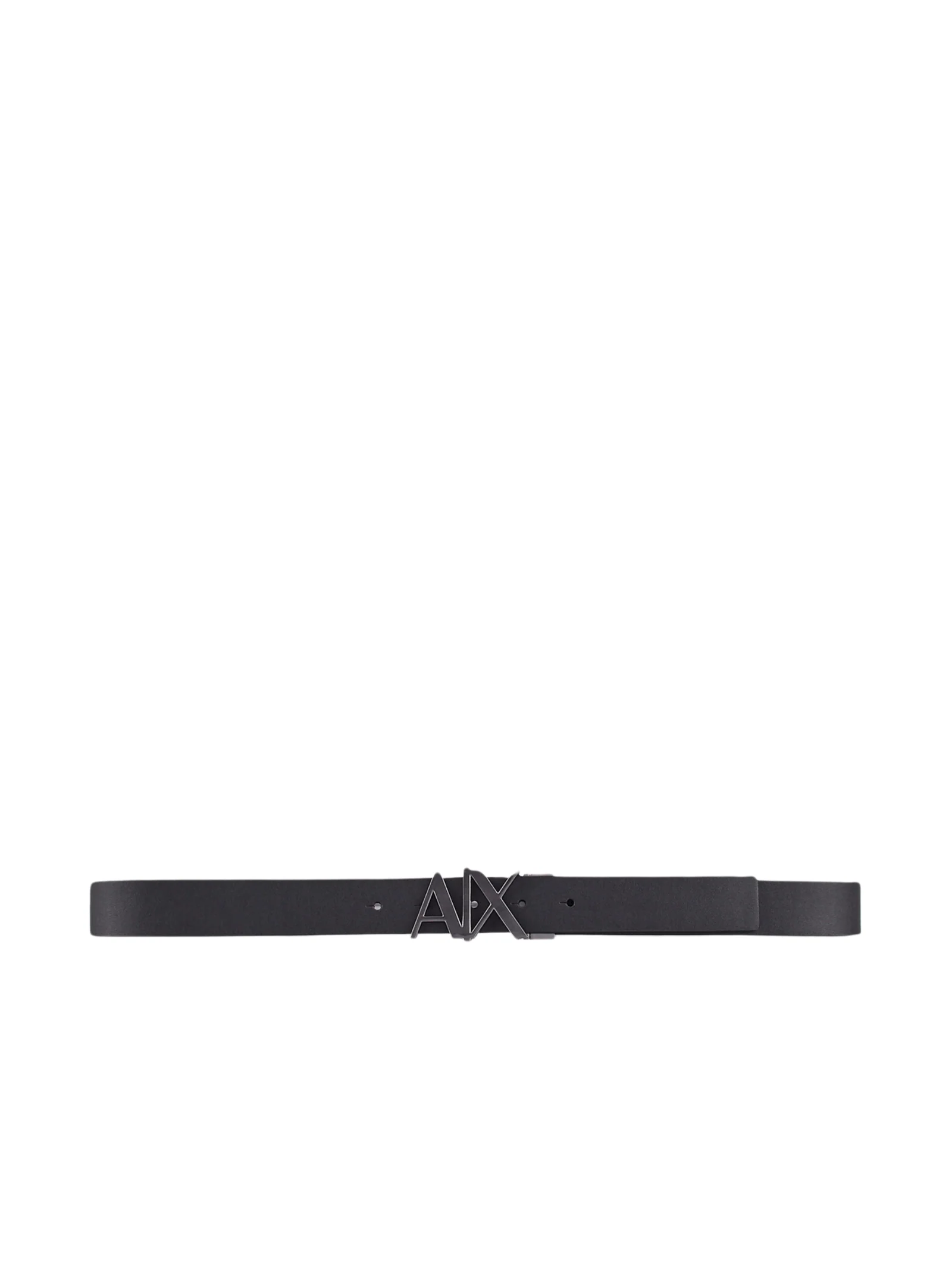 Cintura Armani Exchange nera con fibbia logo AX gunmetal - Image 2