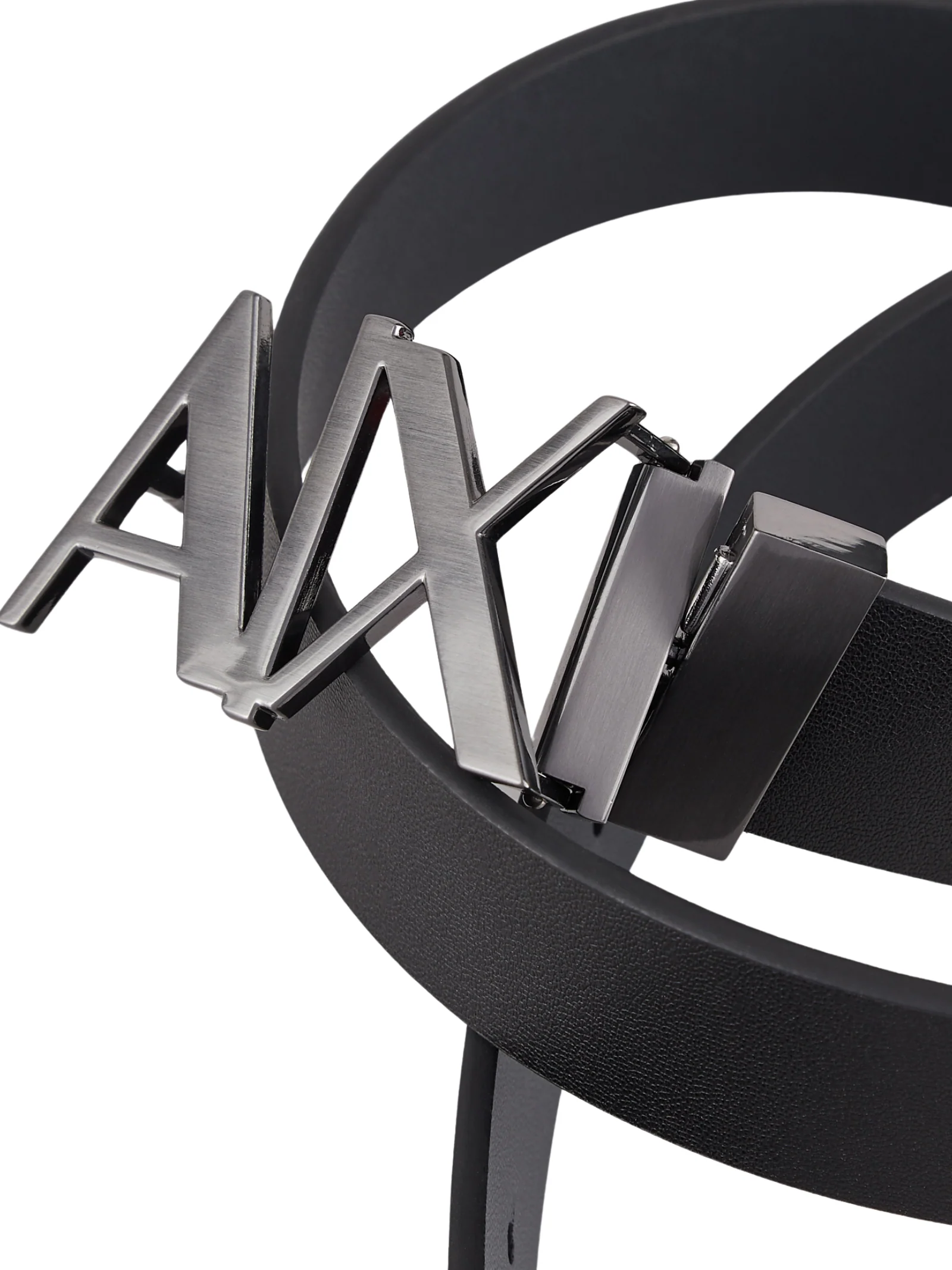 Cintura Armani Exchange nera con fibbia logo AX gunmetal - Image 3
