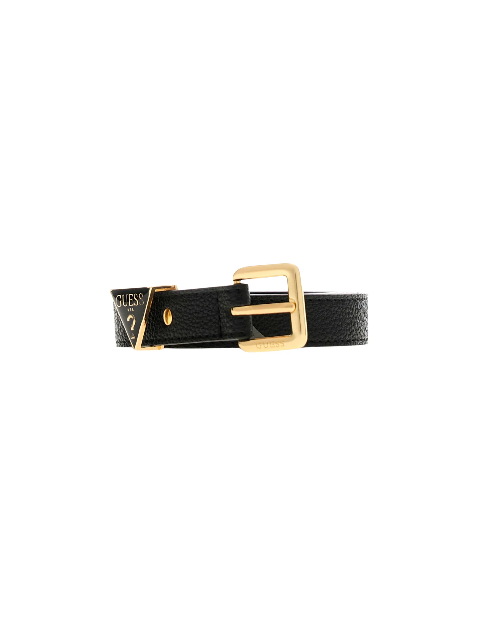 Cintura Guess nera con logo Guess? triangolare