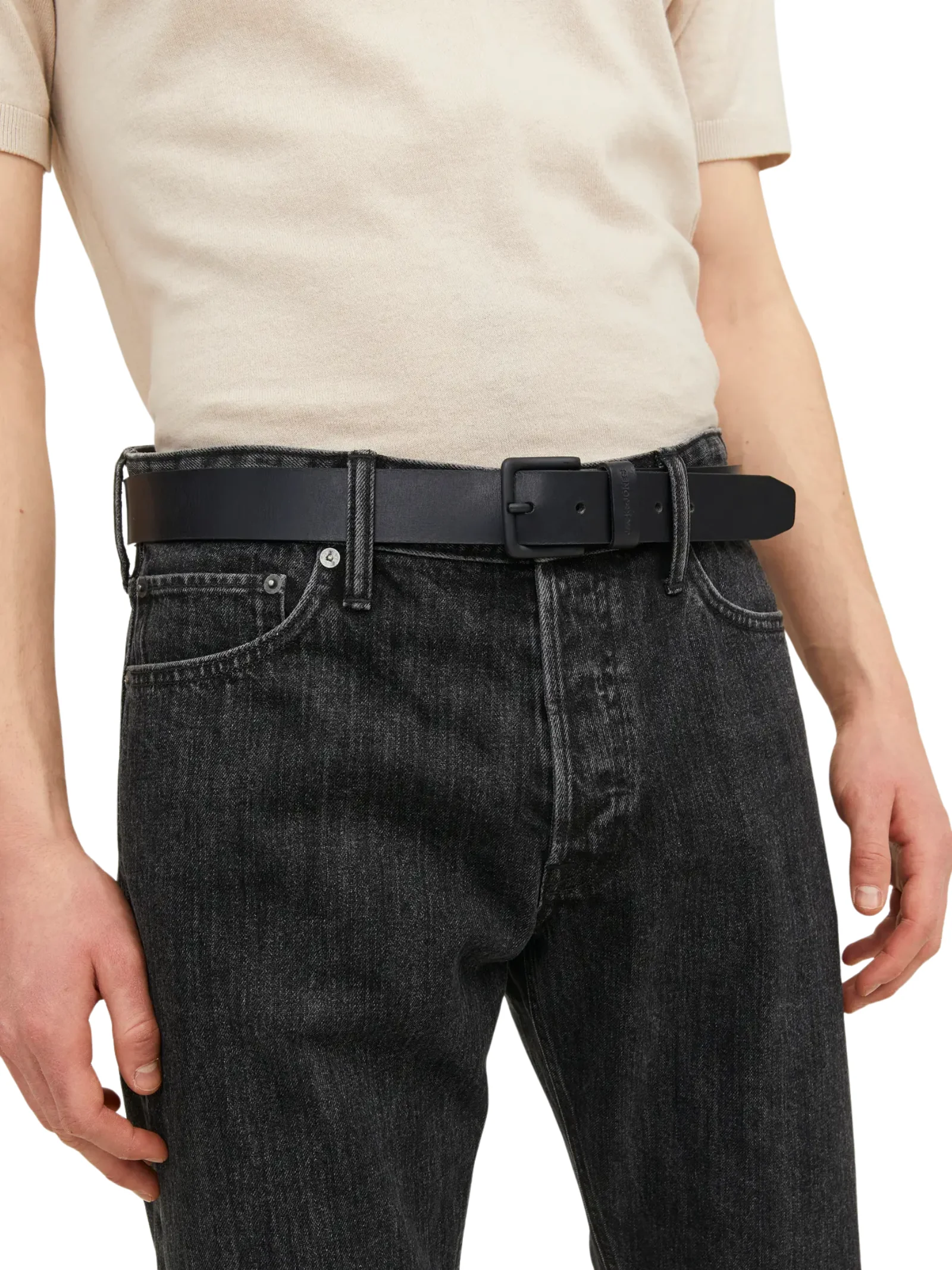 Cintura Jack & Jones nera con fibbia nera - Image 3