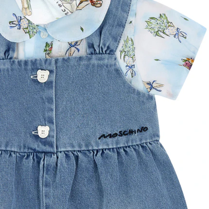 Completo camicia e salopette Moschino azzurro - Image 3