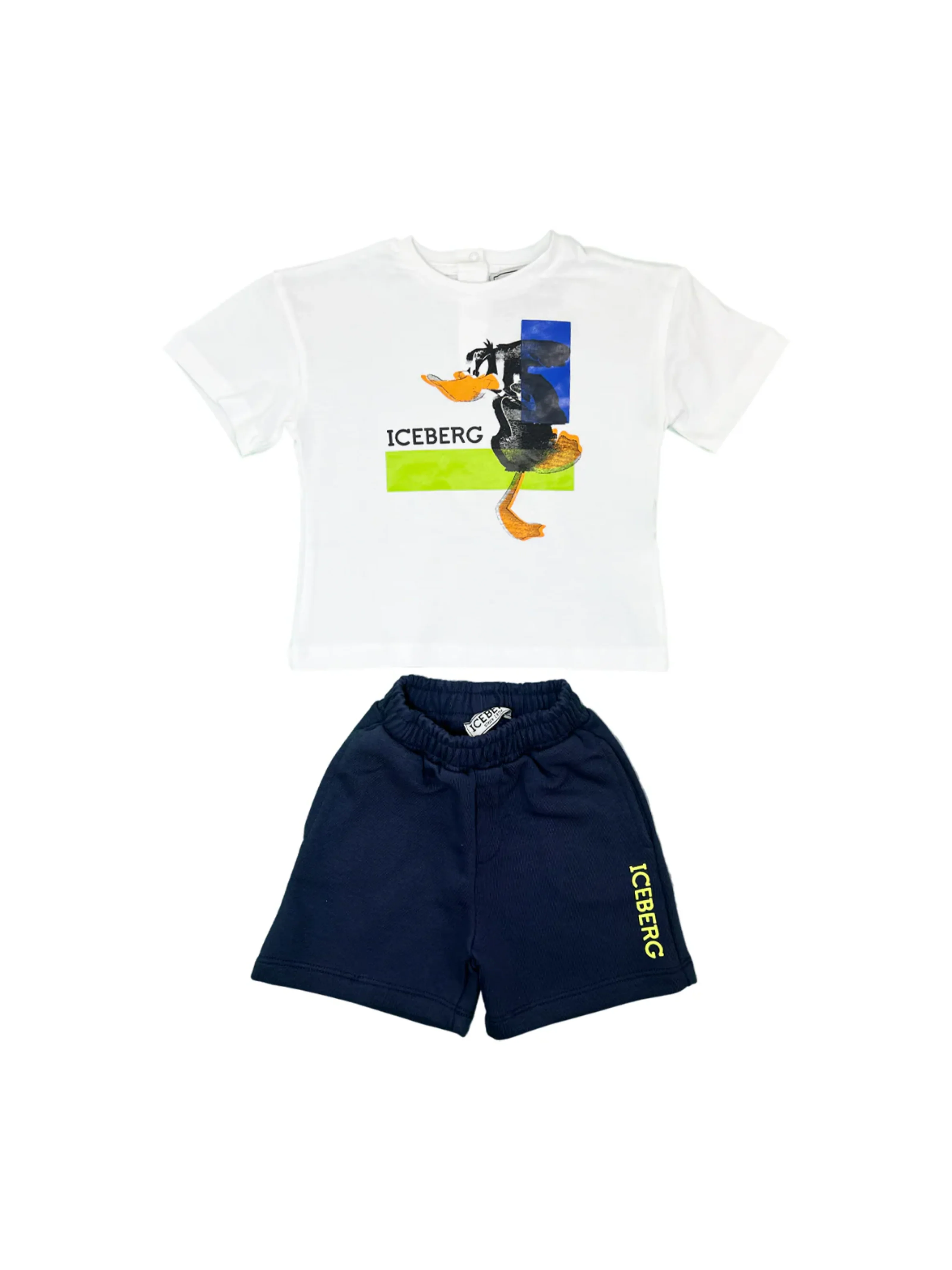 Completo Iceberg bianco e blu con stampa daffy duck