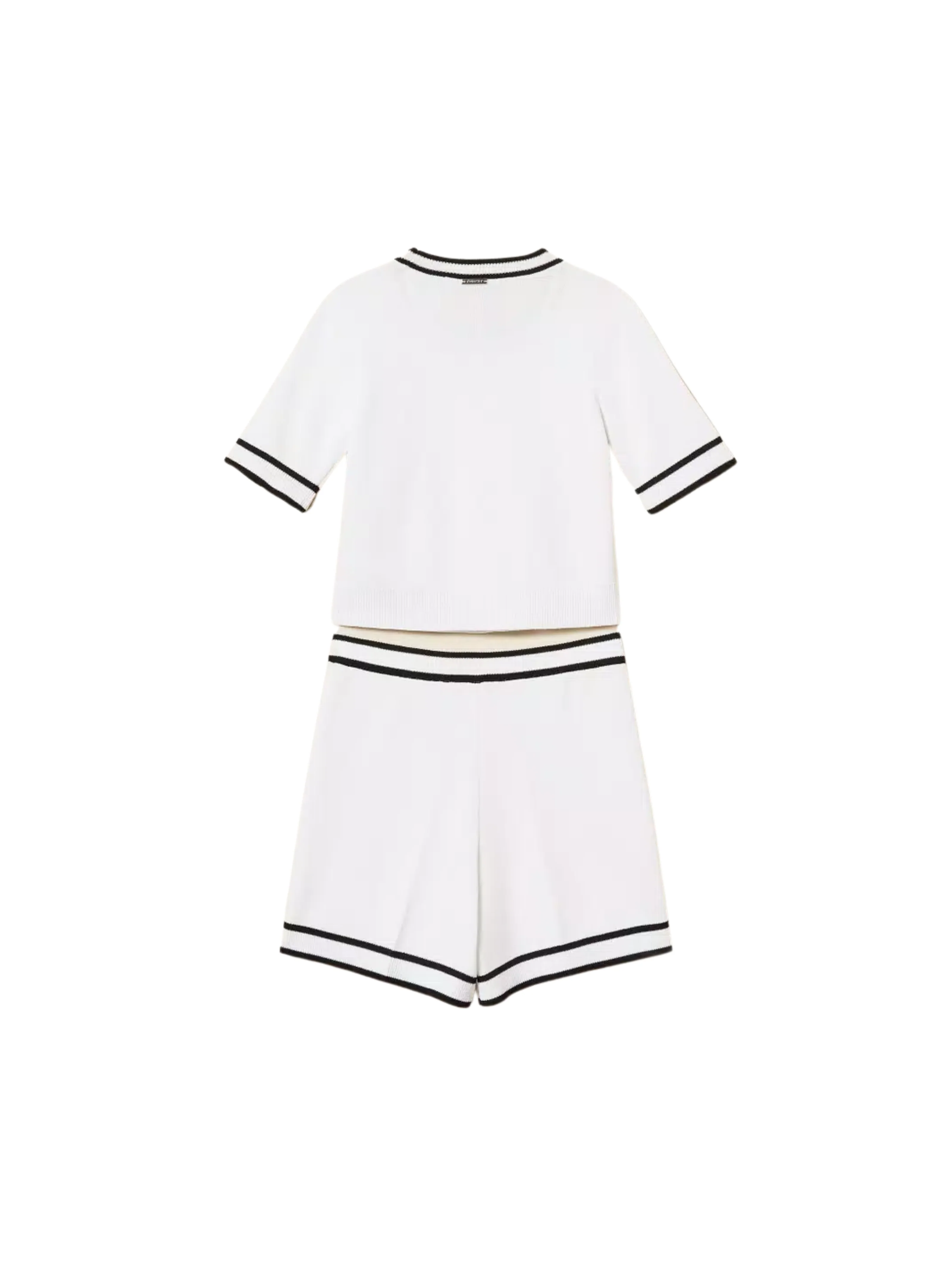 Completo maglia e shorts Twinset bianco in maglia con bordature - Image 2