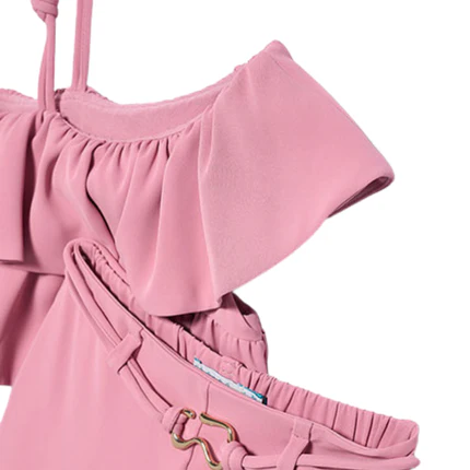 Completo top e pantalone Abel & Lula rosa con balze - Image 3