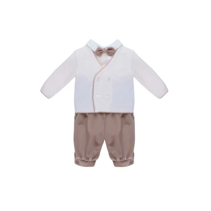 Coordinato Marlù bianco e beige con papillon