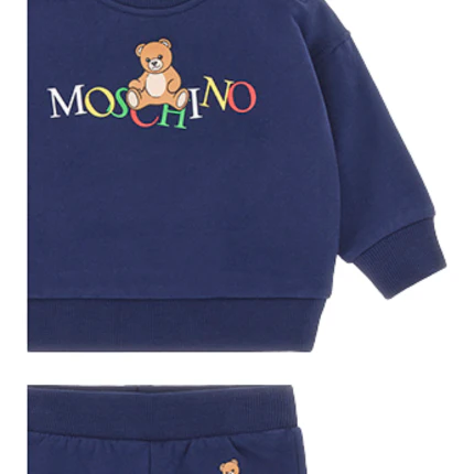 Coordinato Moschino blu con logo multicolor e teddy bear - Image 2