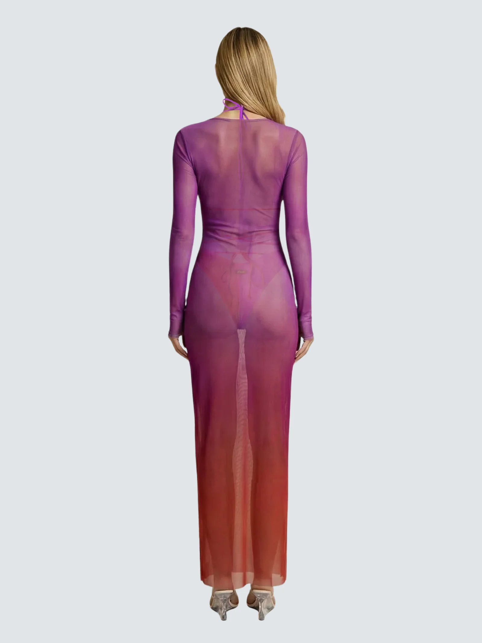 Copri costume Fk viola e rosso con dettaglio cut-out - Image 2