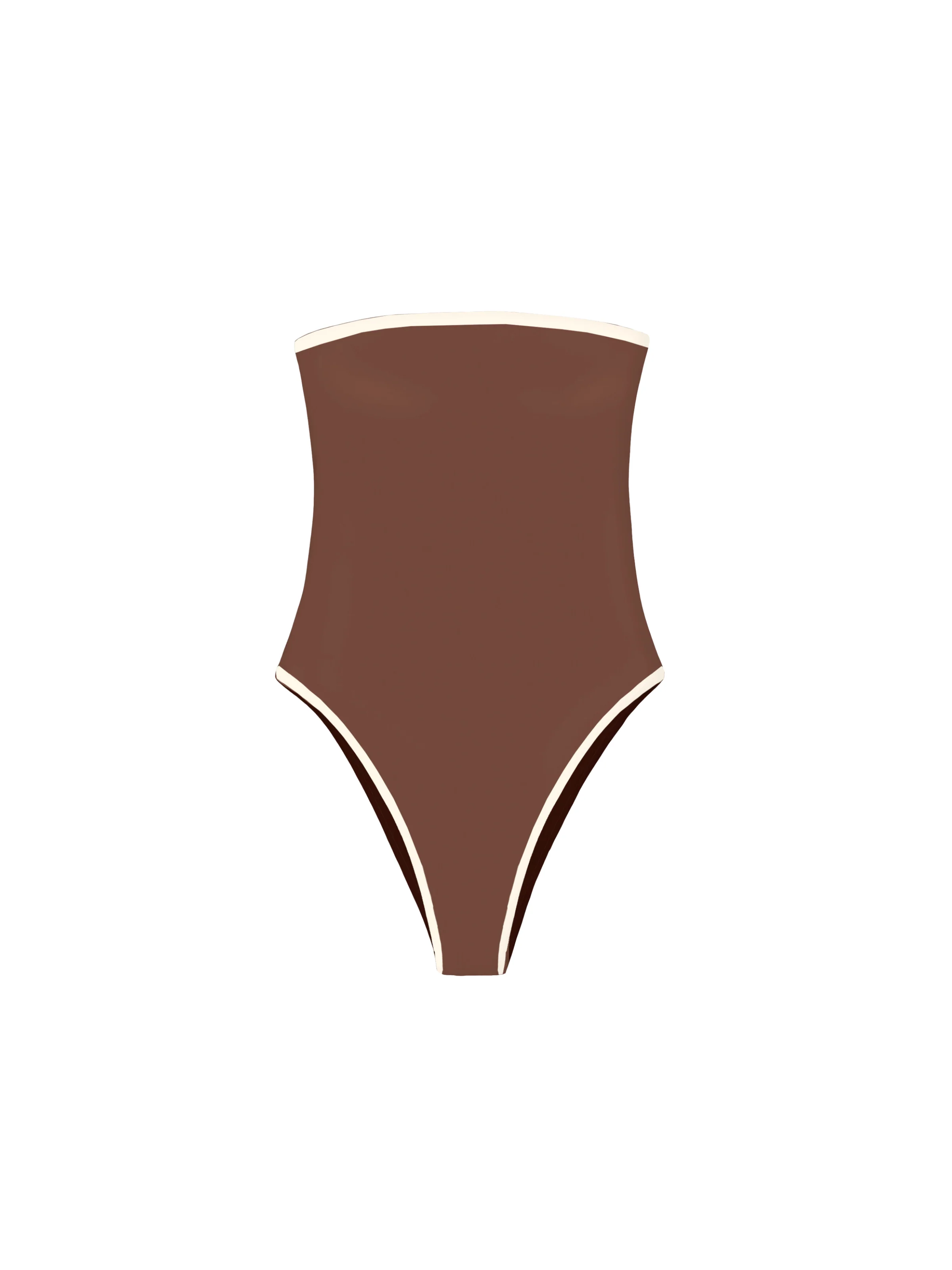 Costume intero a fascia "Khyra" Saint Barth marrone con dettagli a contrasto