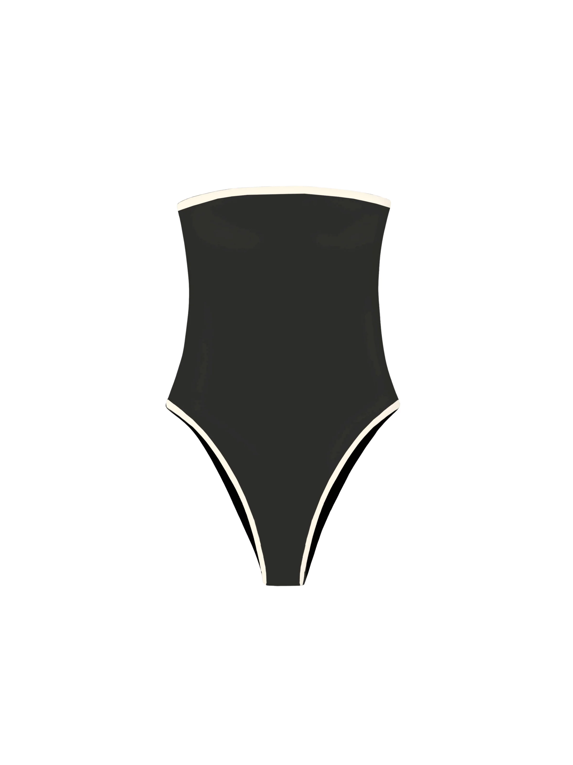 Costume intero a fascia "Khyra" Saint Barth nero con dettagli a contrasto