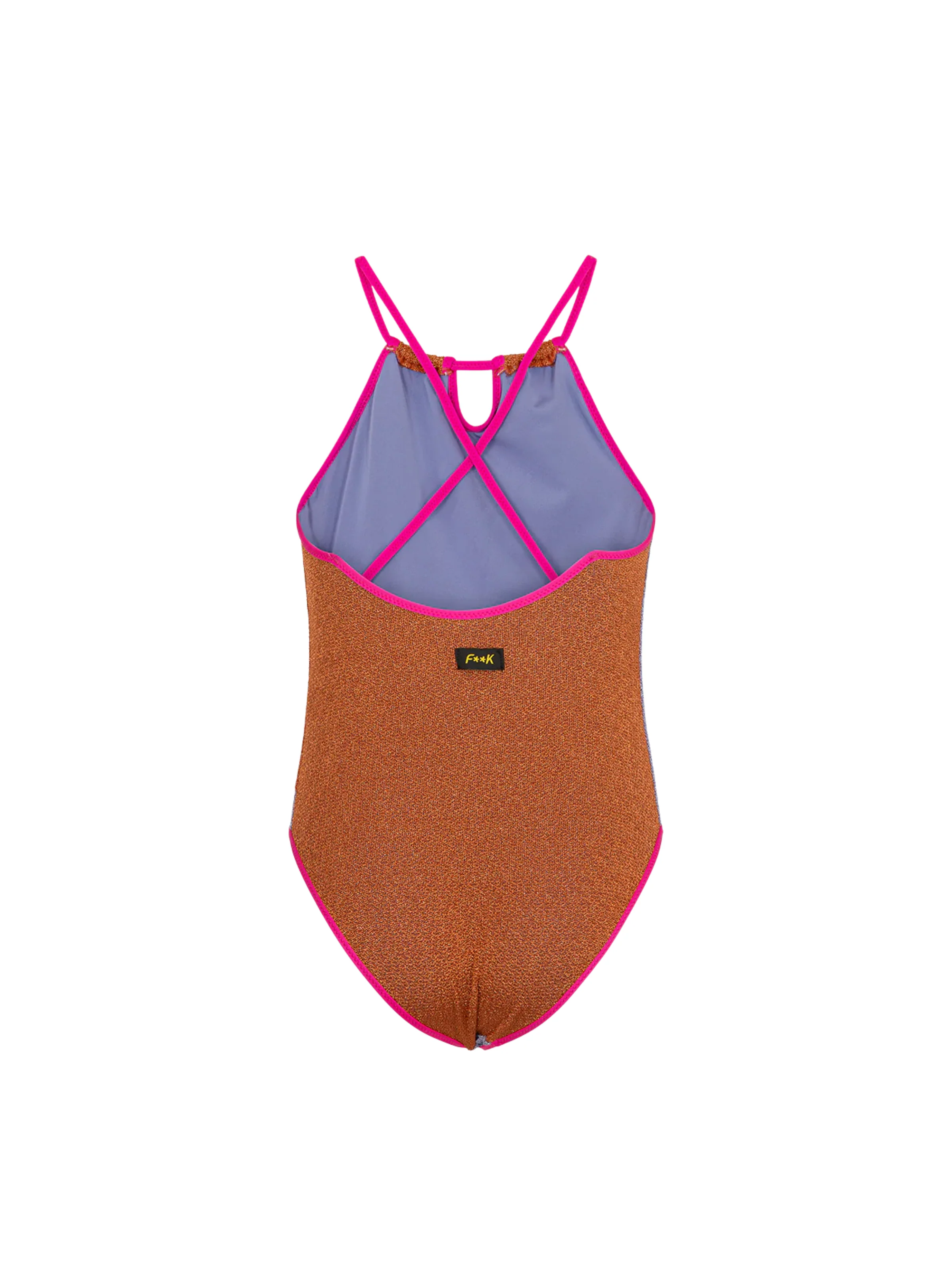 Costume intero Fk arancione e viola in lurex - Image 2