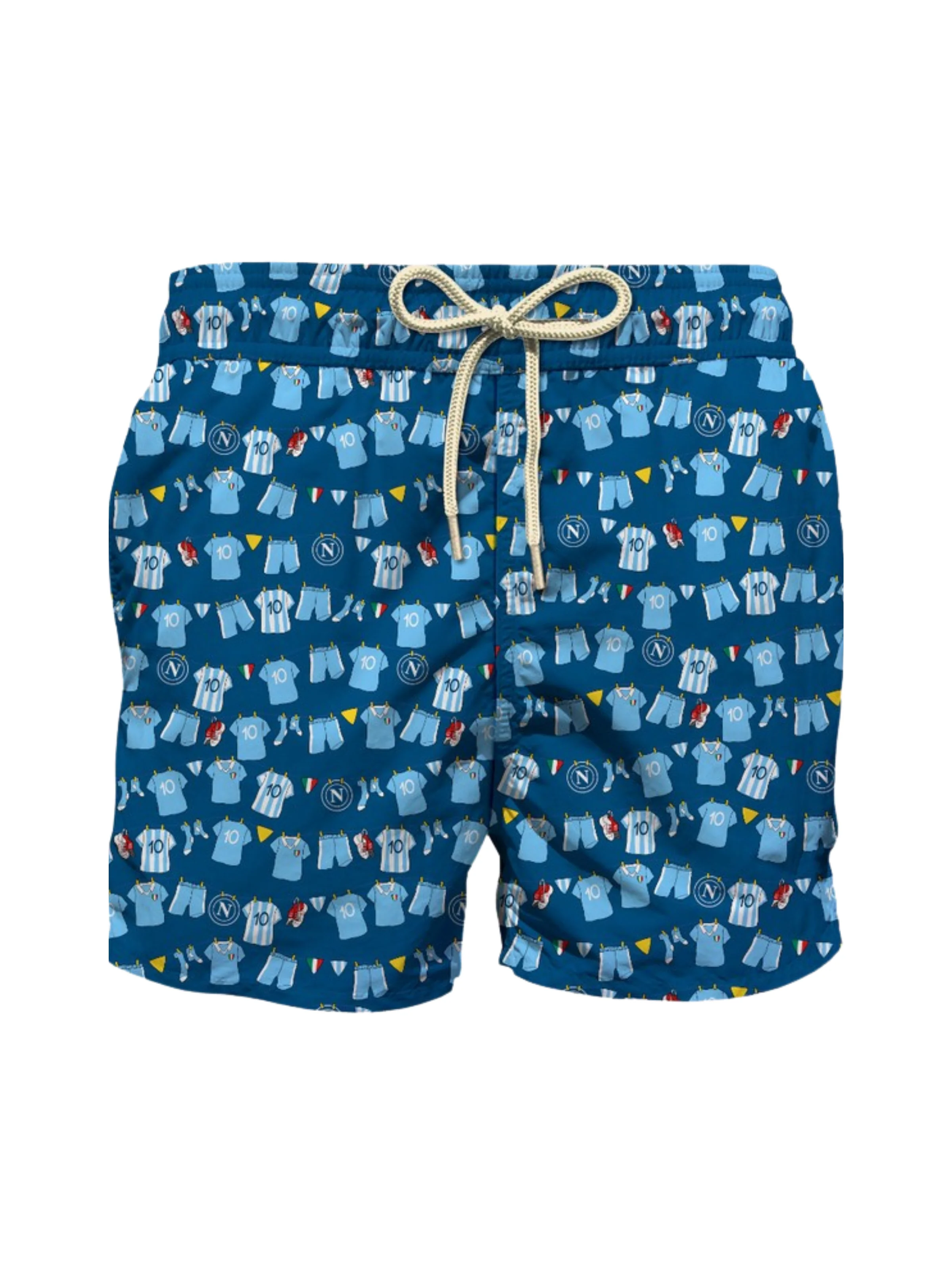 Costume "Jean Lighting" Saint Barth blu con stampa maglie Napoli all over